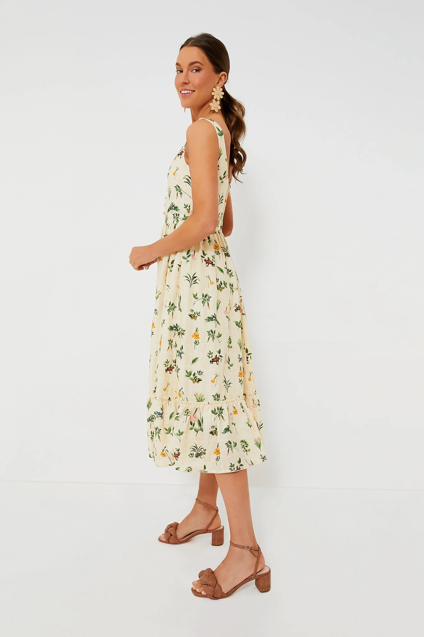 Exclusive Ivory Floral Melon Midi Dress - Image 3