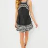 Black Amina Embroidery Tank Dress