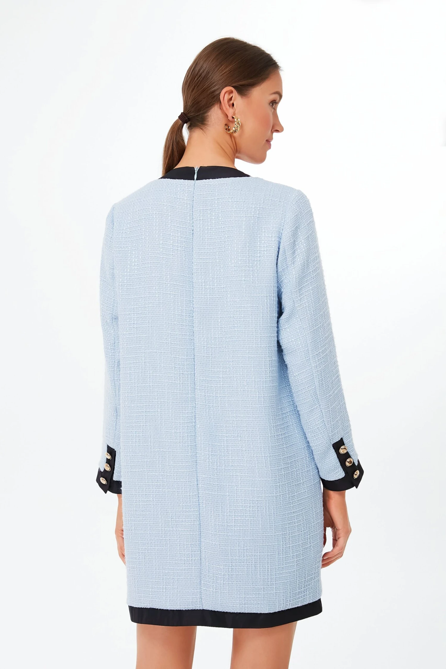 Light Blue Coco Tweed Bow Dress - Image 4