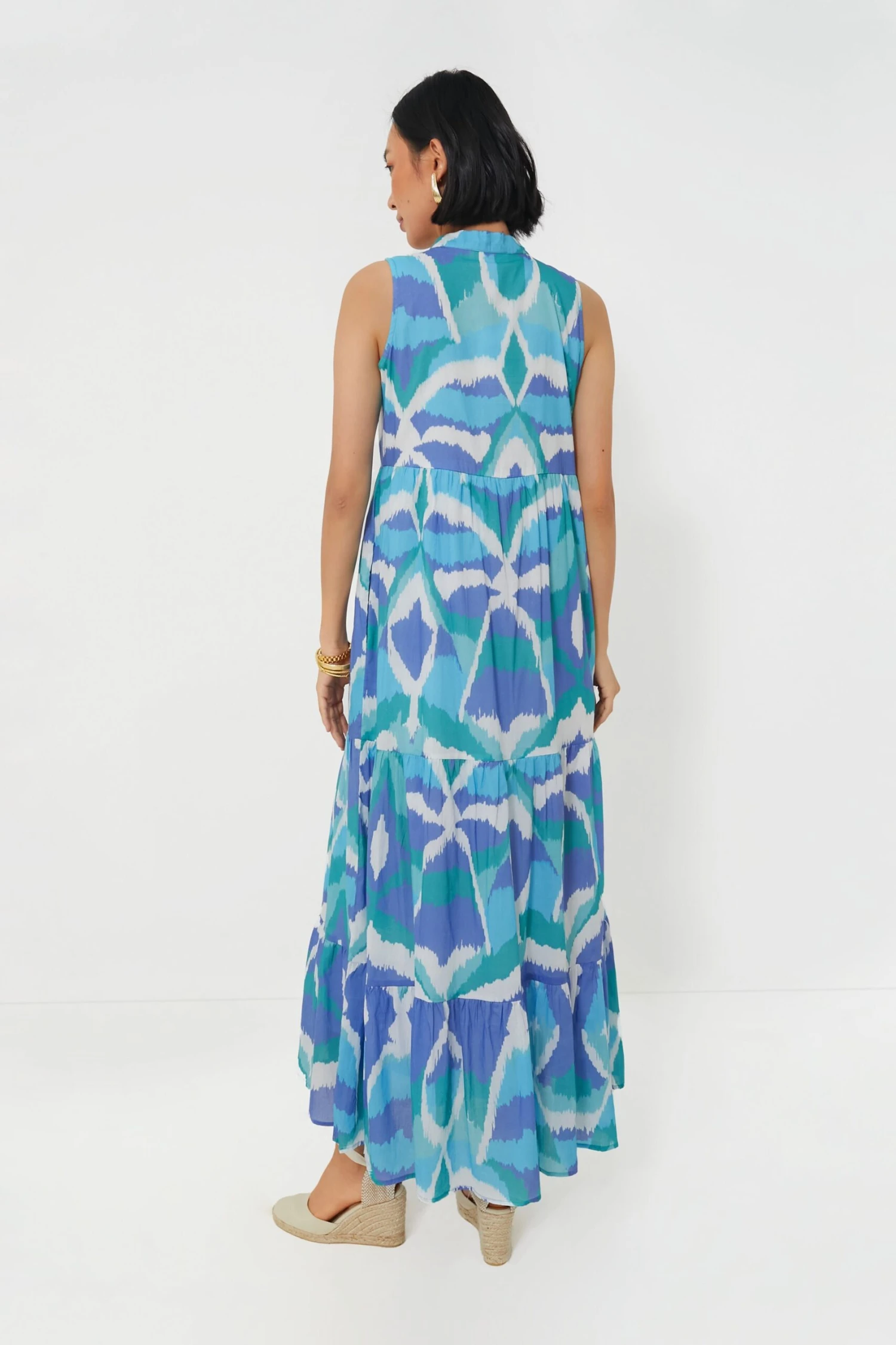Cerulean Watercolor Ikat Tessa Dress - Image 4