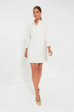 White Stretch Crepe Avery Dress