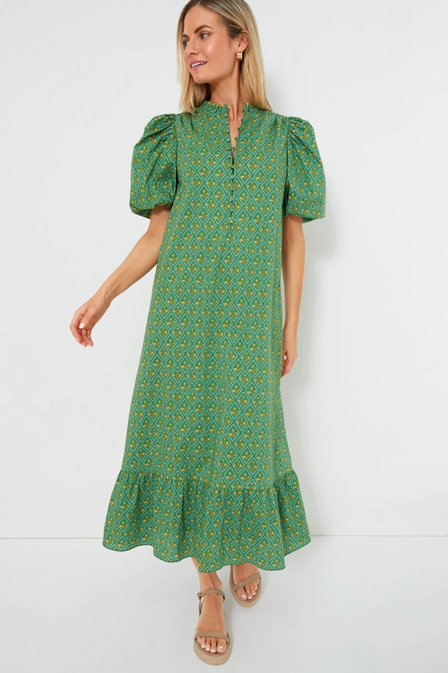 Green Diamond Floral Mimi Midi Dress - Image 2