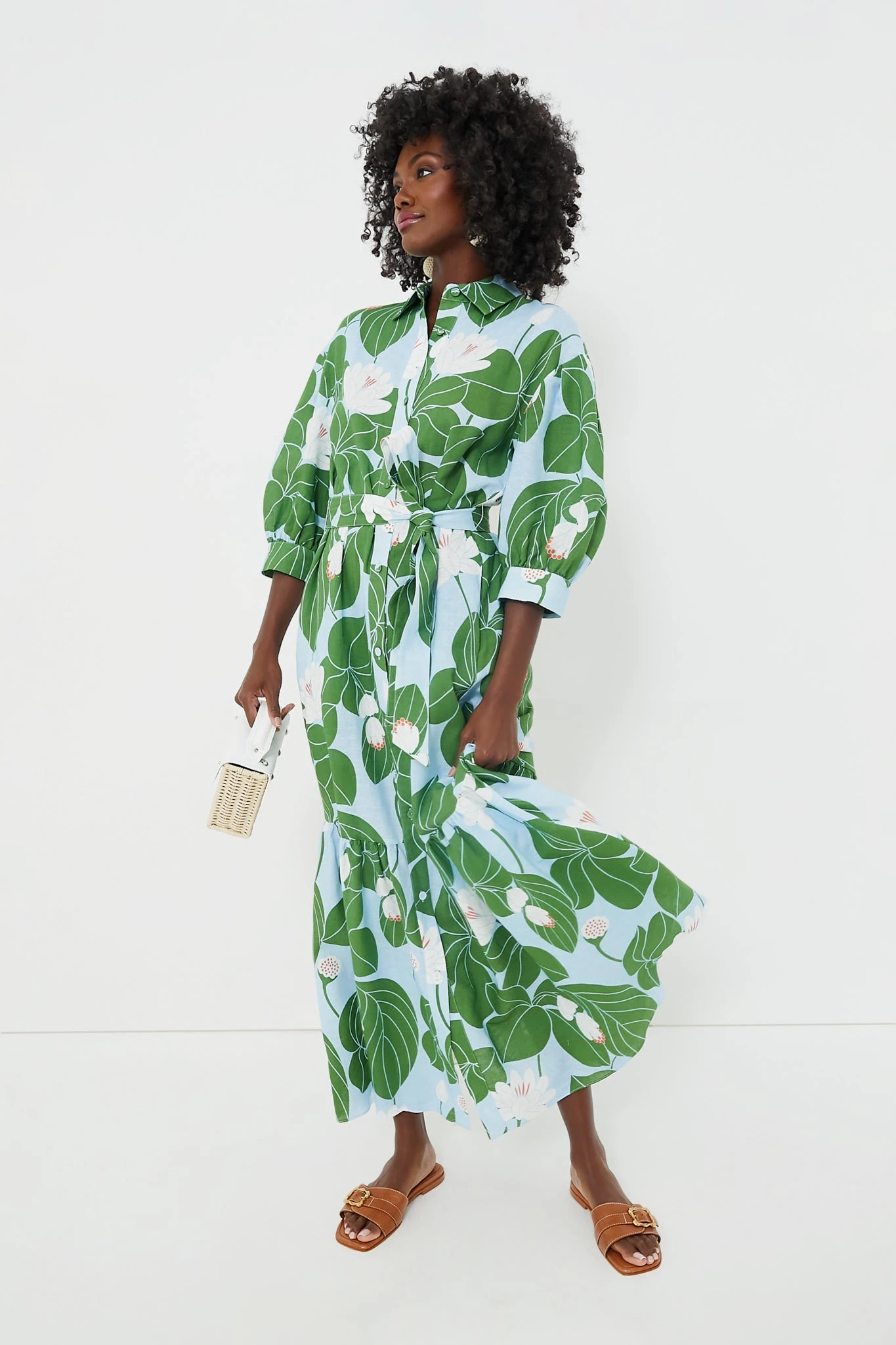 Green Waterlily Bianca Linen Dress - Image 2