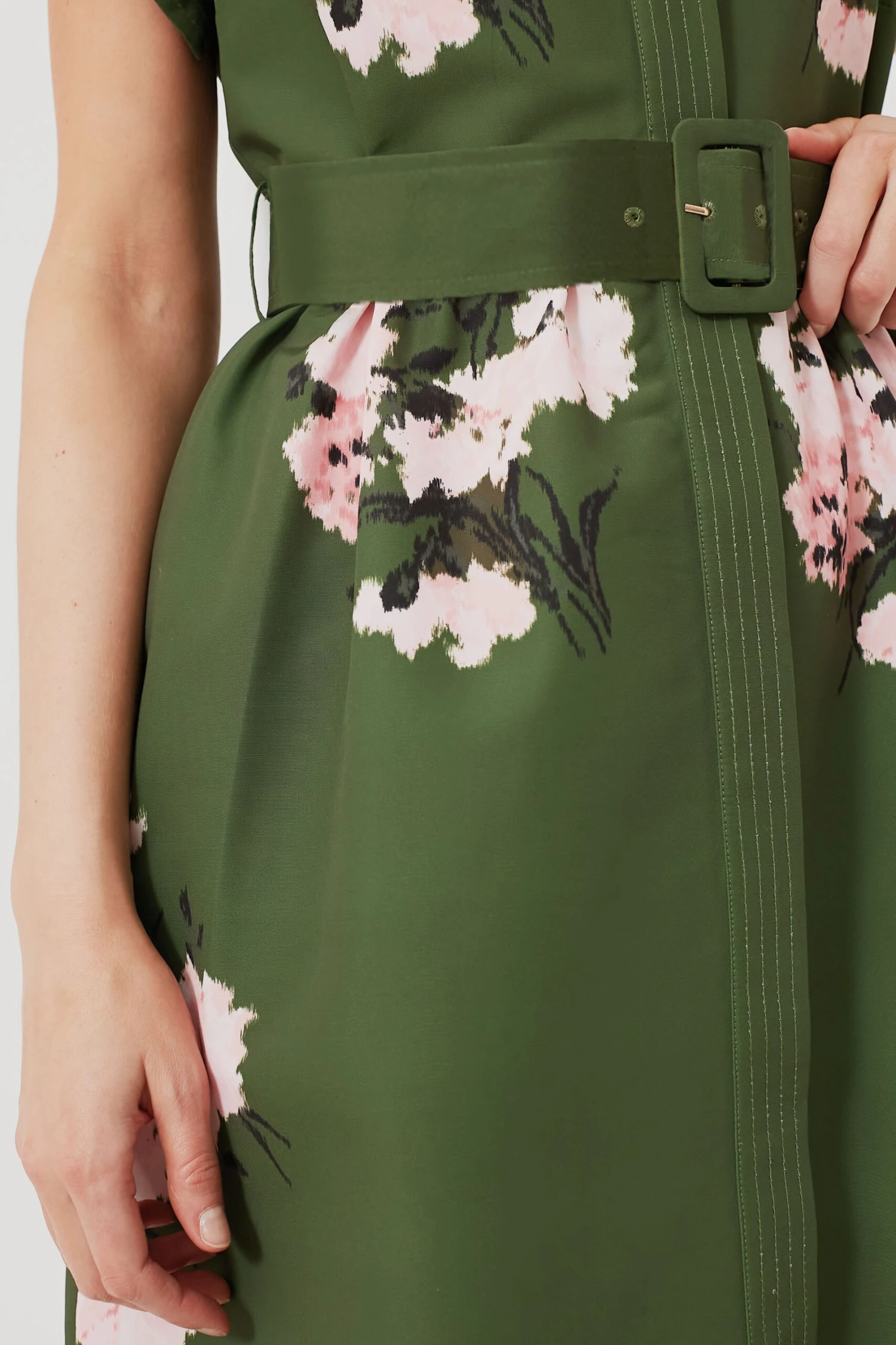 Olive And Pressed Powder Floral Chloe Dress - Image 6