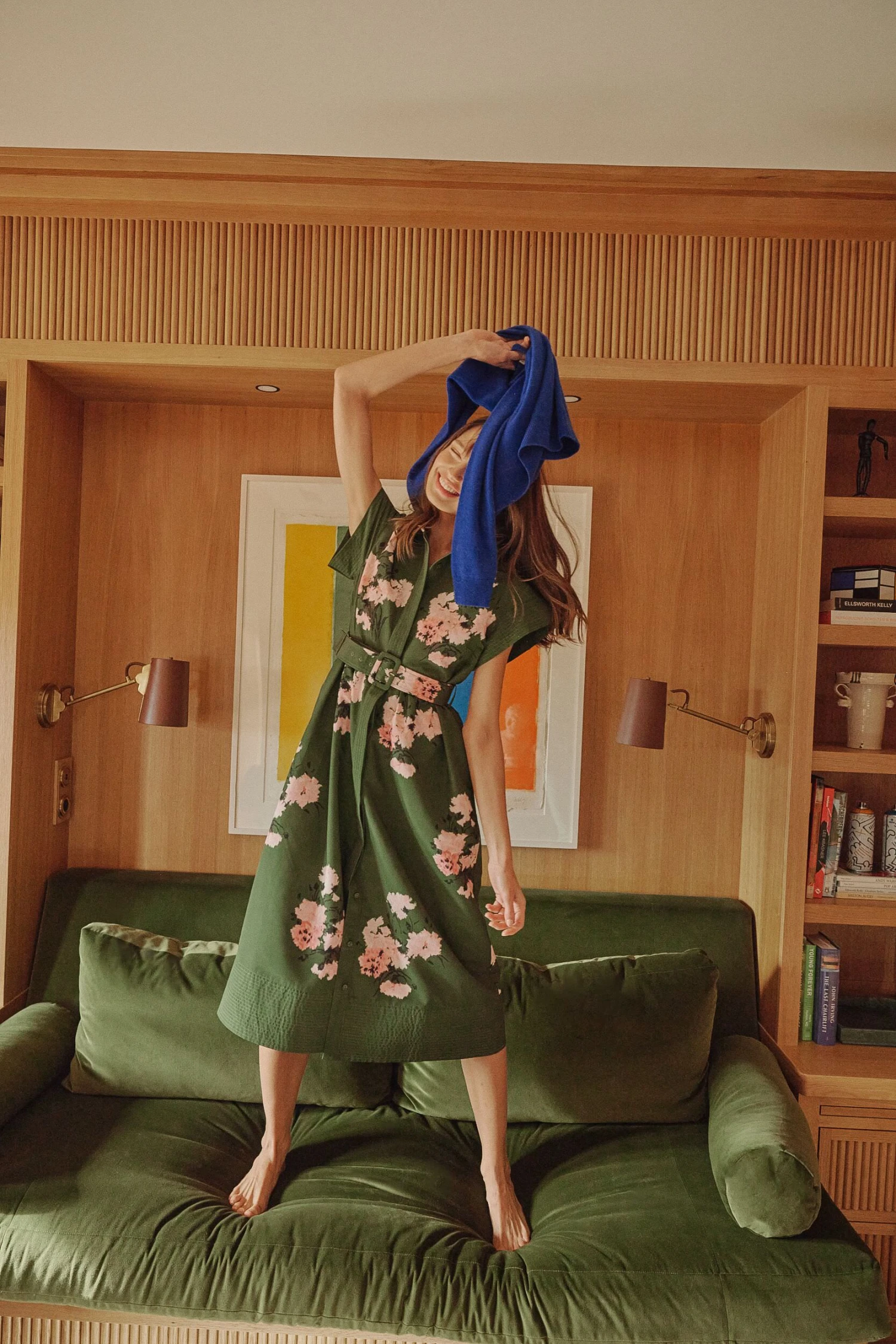 Olive And Pressed Powder Floral Chloe Dress - Image 8