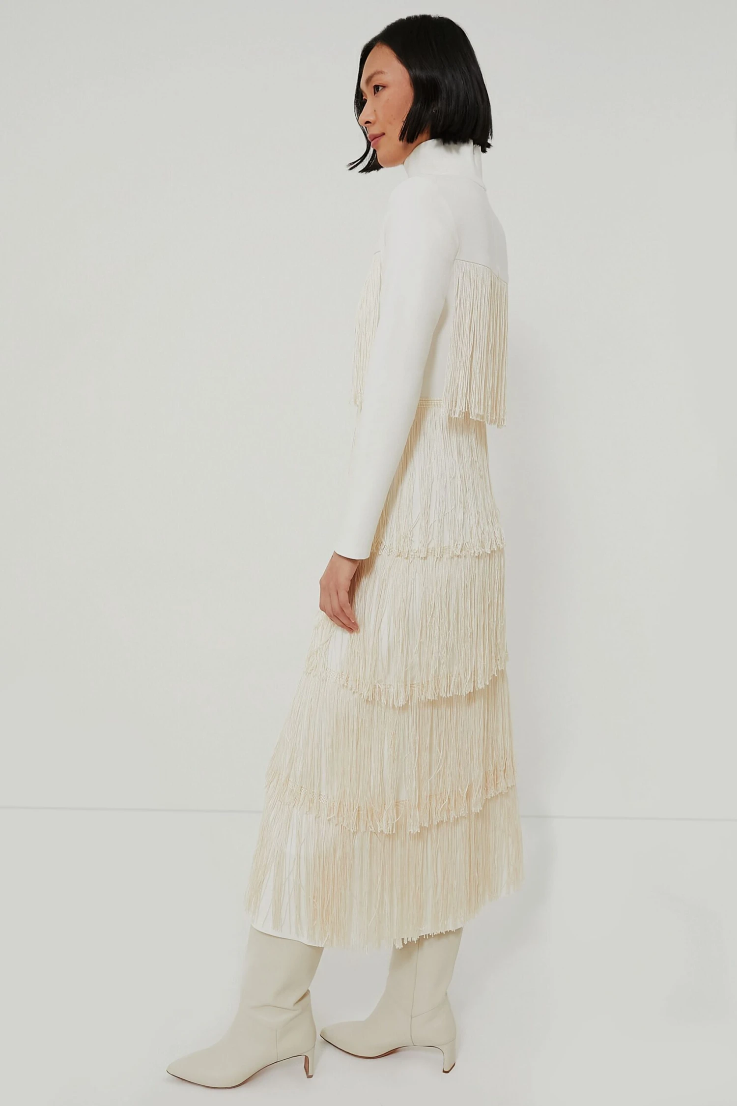 Ivory Fringe Midi Dress - Image 3