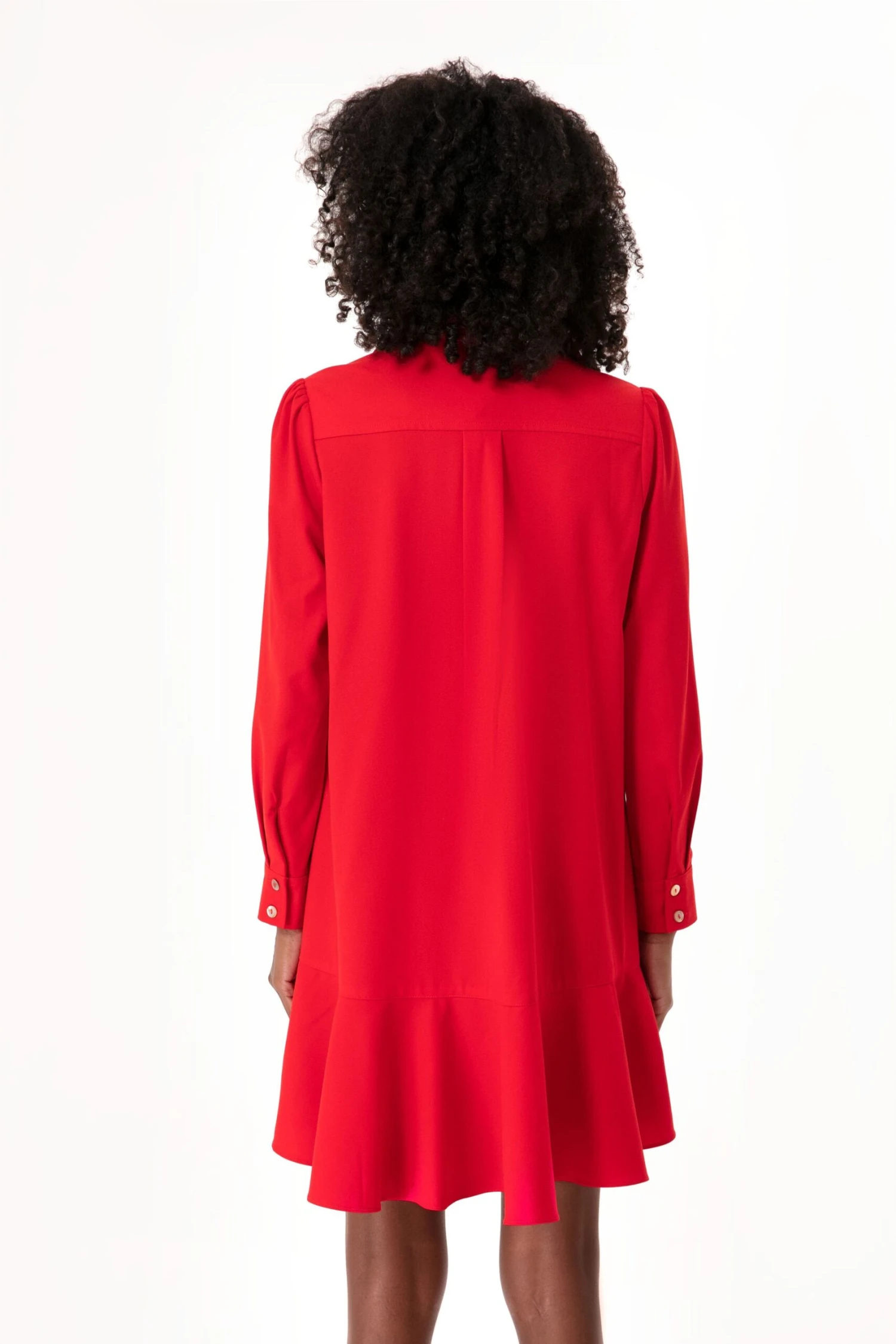 Red Crepe Callahan Shirt Dress - Image 4