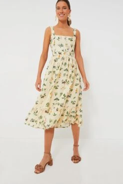 Exclusive Ivory Floral Melon Midi Dress