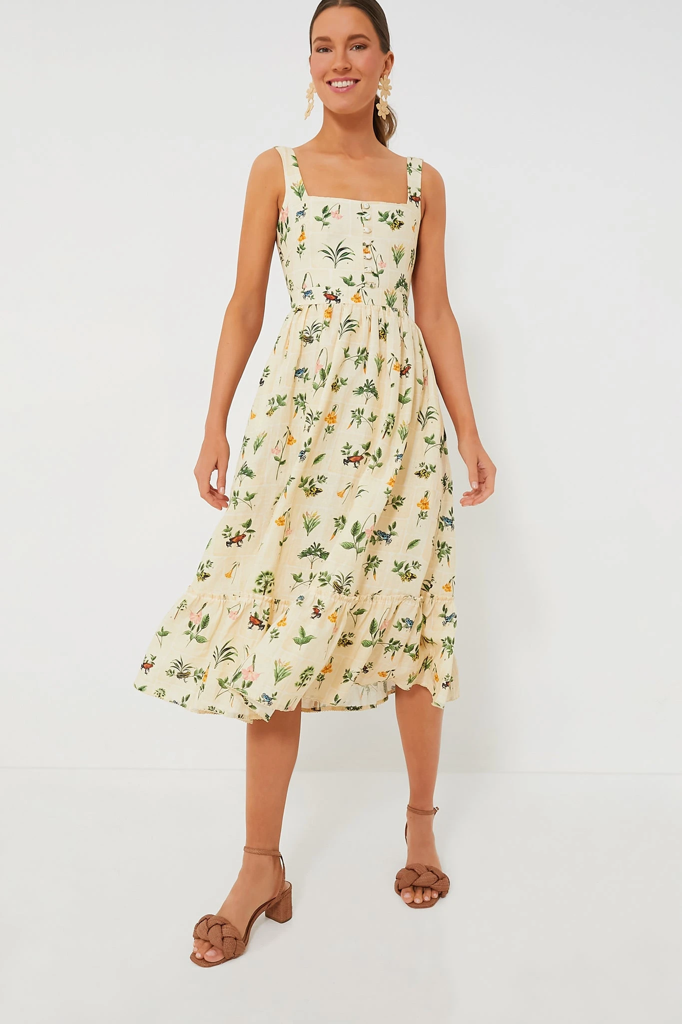 Exclusive Ivory Floral Melon Midi Dress