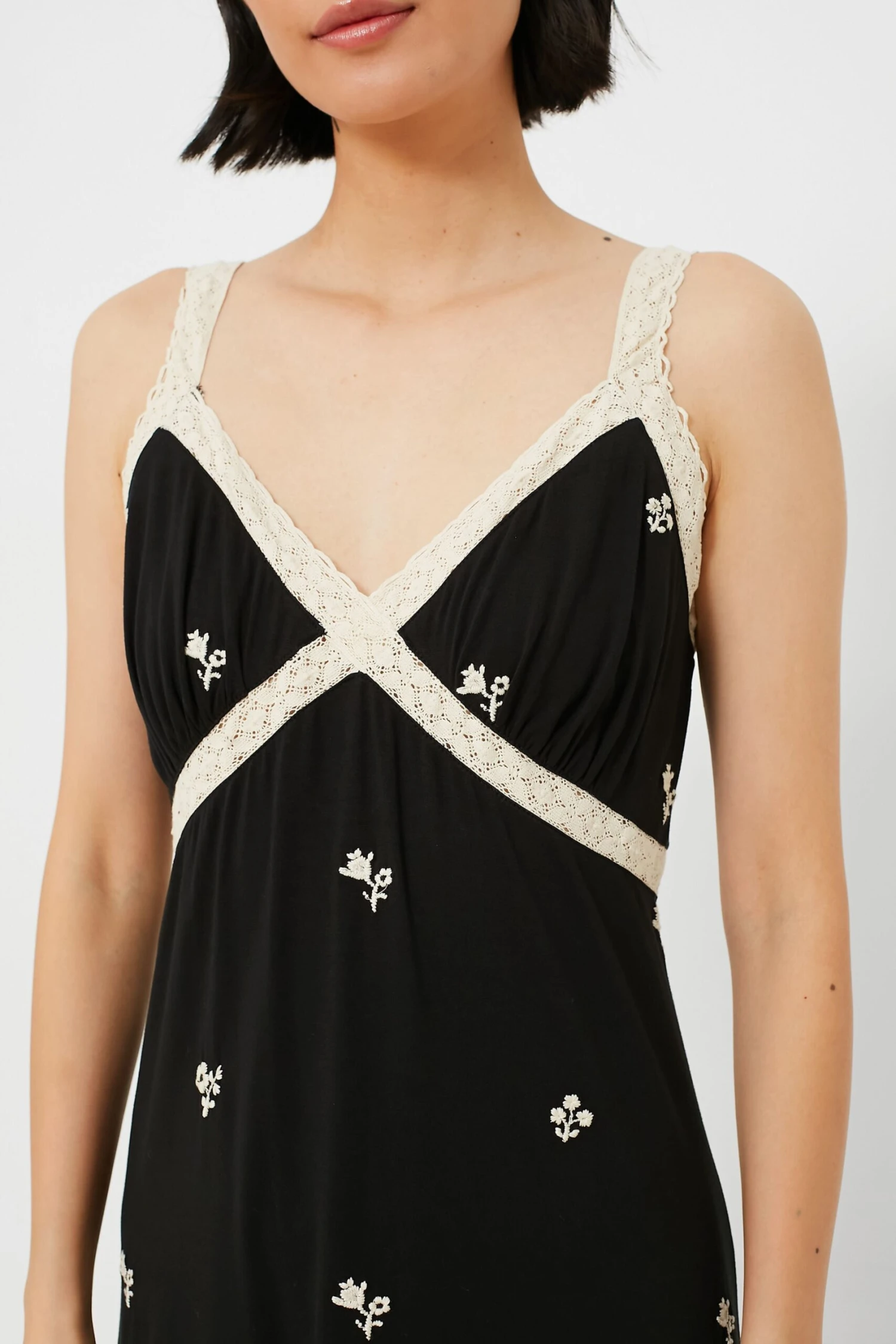 Black Rubina Embroidery Pajama Slip Dress - Image 5