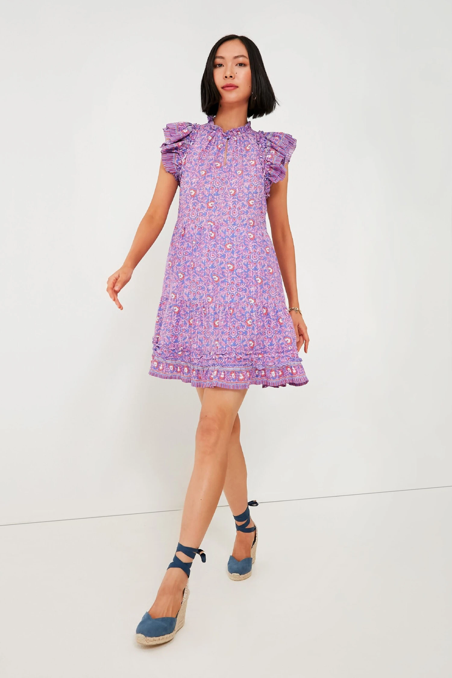Vineyard Vines Violet Katama Print Ruffle Dress