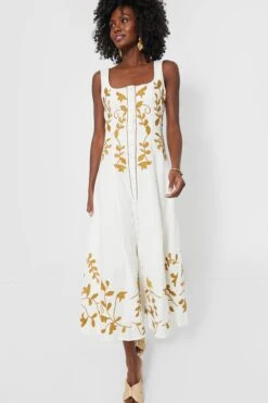 Off White And Mustard Mila Dress