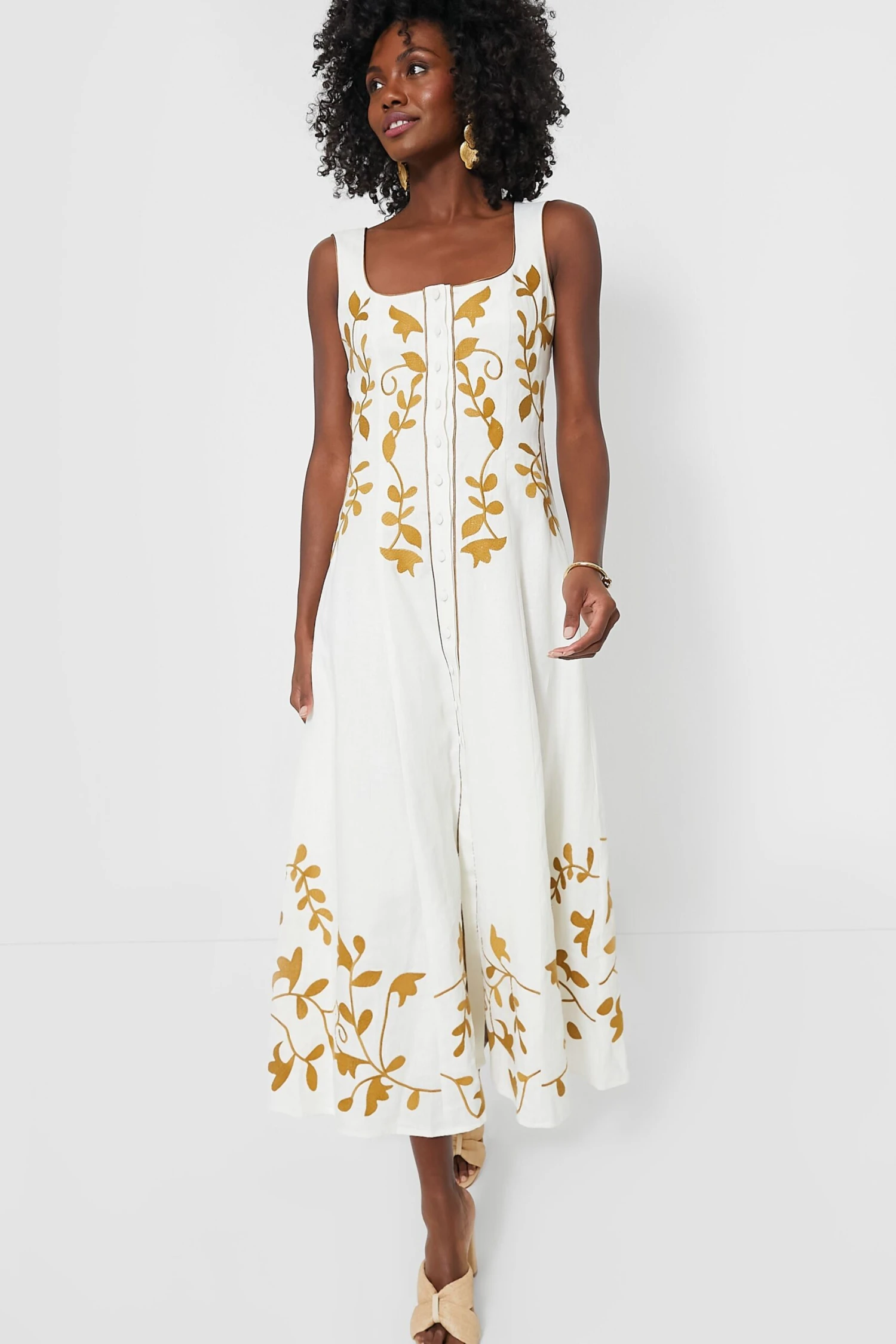 Off White And Mustard Mila Dress