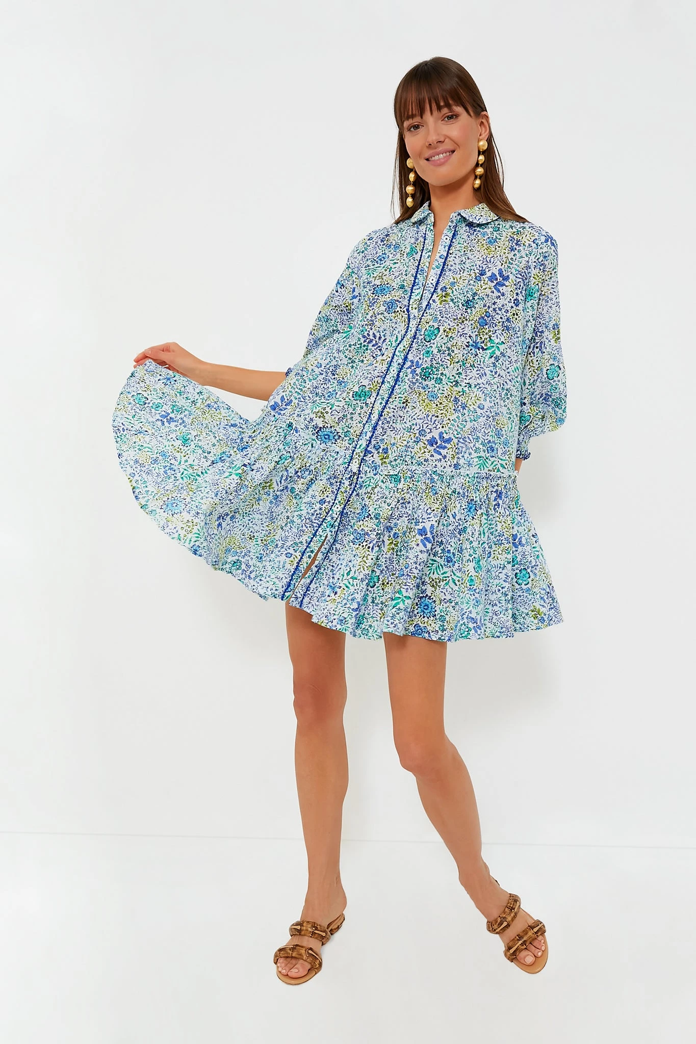 White Blue Nature Tesorino Mini Dress - Image 2