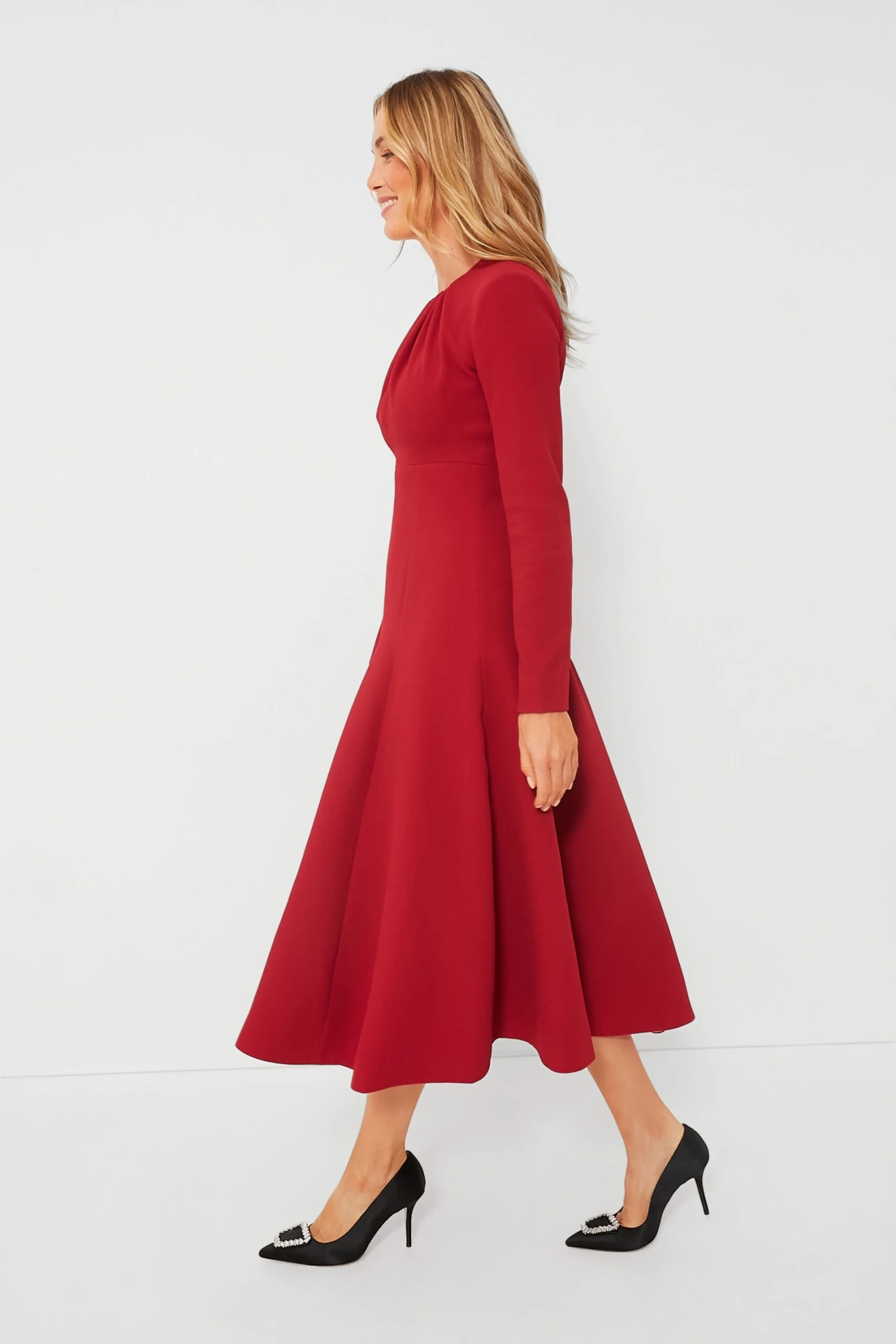 Dark Red Belgium Double Crepe Dress - Image 3