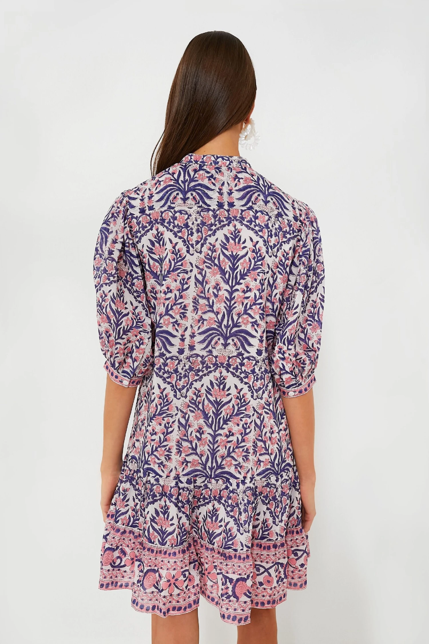 Pink And Navy Floral Piper Mini Dress - Image 4