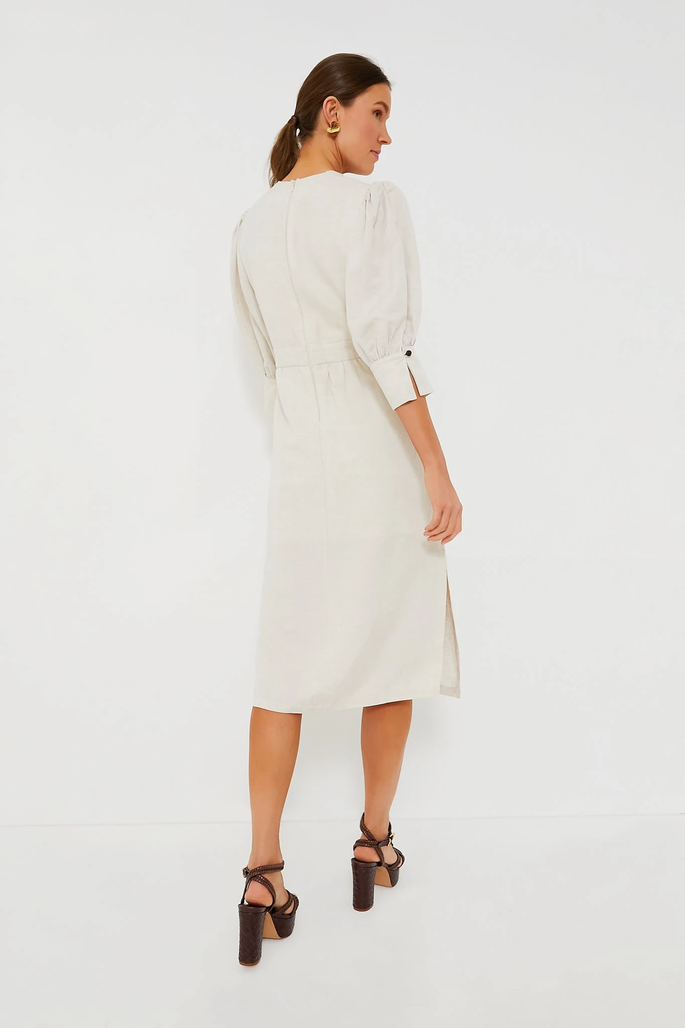 Sand Demi Puff Sleeve Midi Dress - Image 4