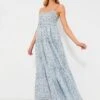 Blue And White Floral Tiered Teresa Maxi Dress