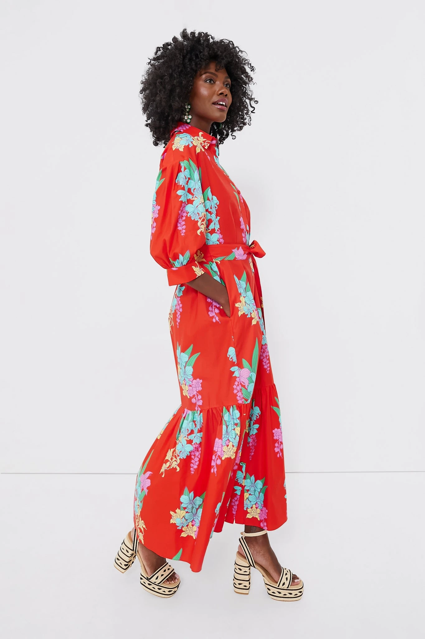 Red Algeria Bianca Cotton Dress - Image 3