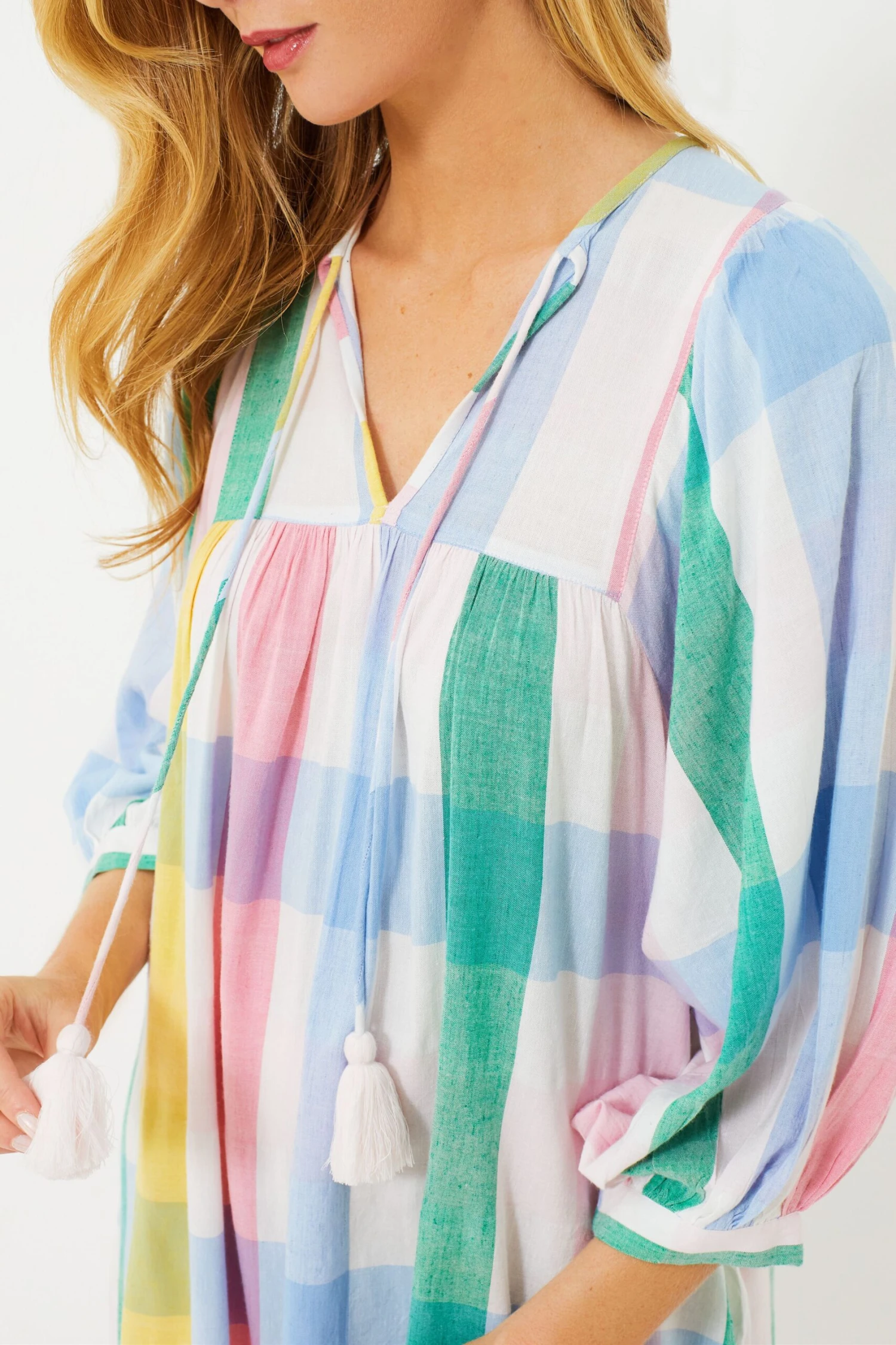 Pastel Plaid Daisy Dress - Image 5