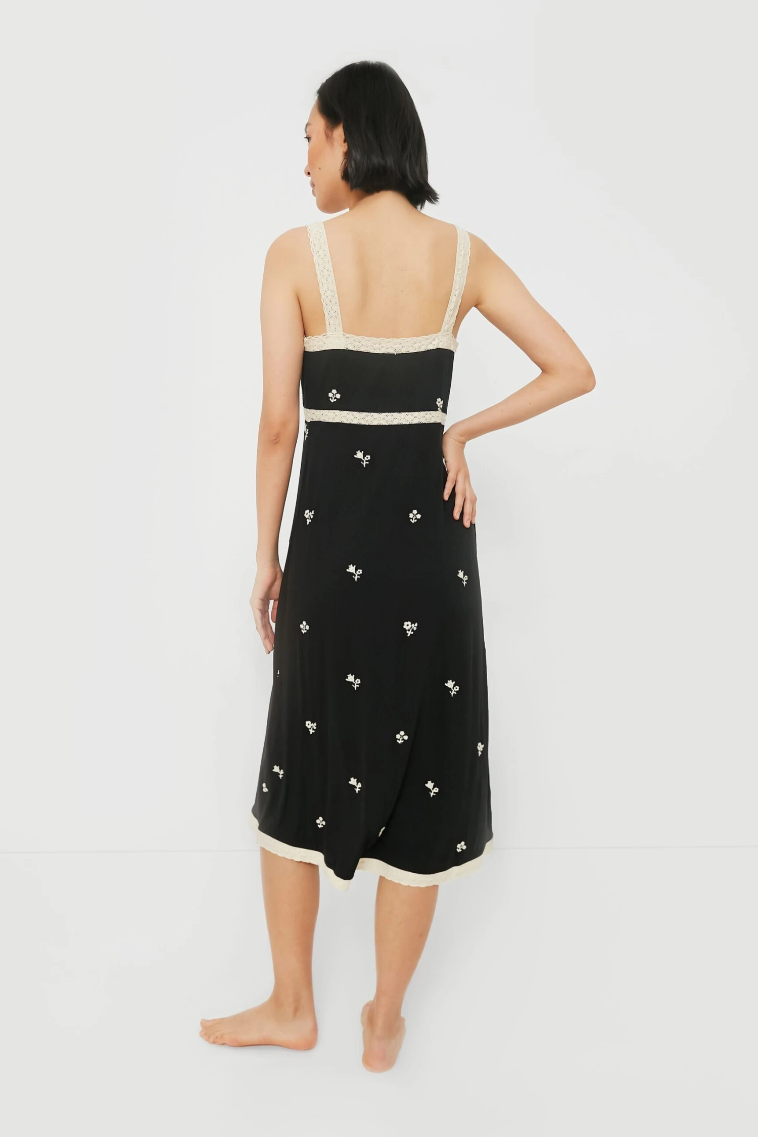 Black Rubina Embroidery Pajama Slip Dress - Image 4