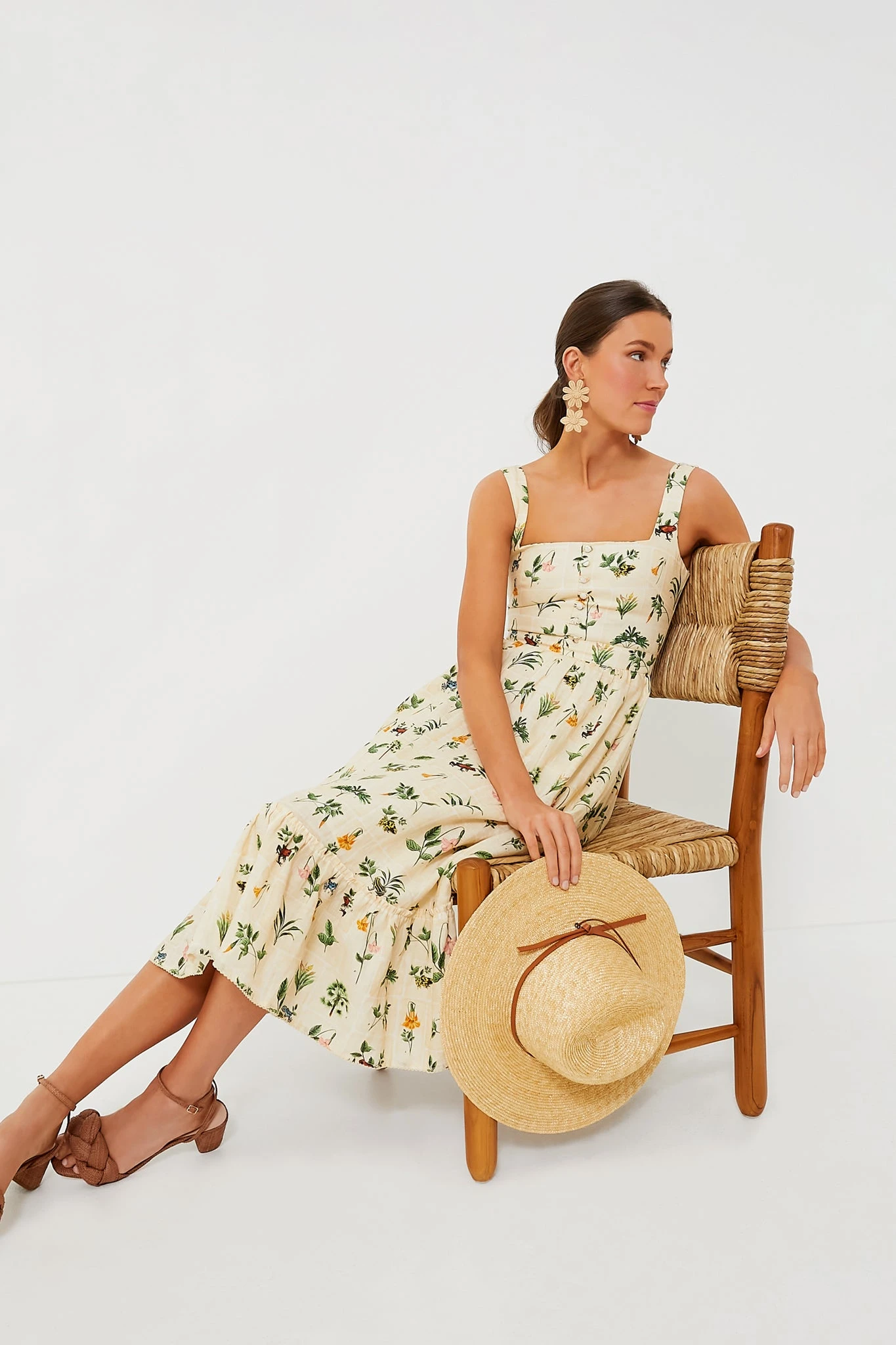 Exclusive Ivory Floral Melon Midi Dress - Image 7