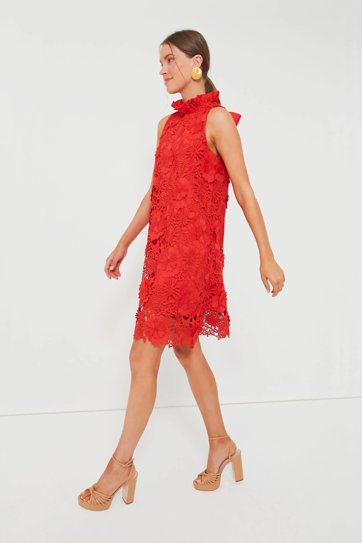 Red Guipure Lace Blythe Dress - Image 4