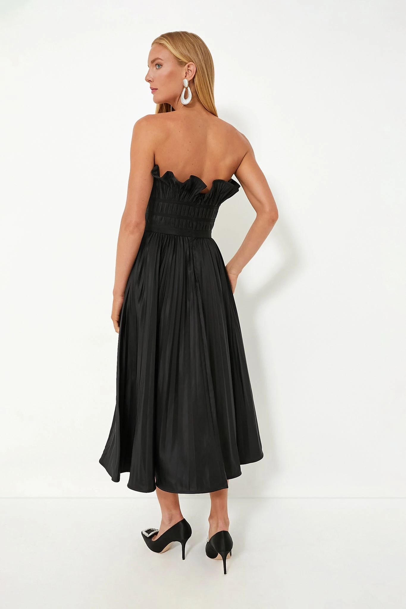 Black Pleated Maxi Dress - Image 4