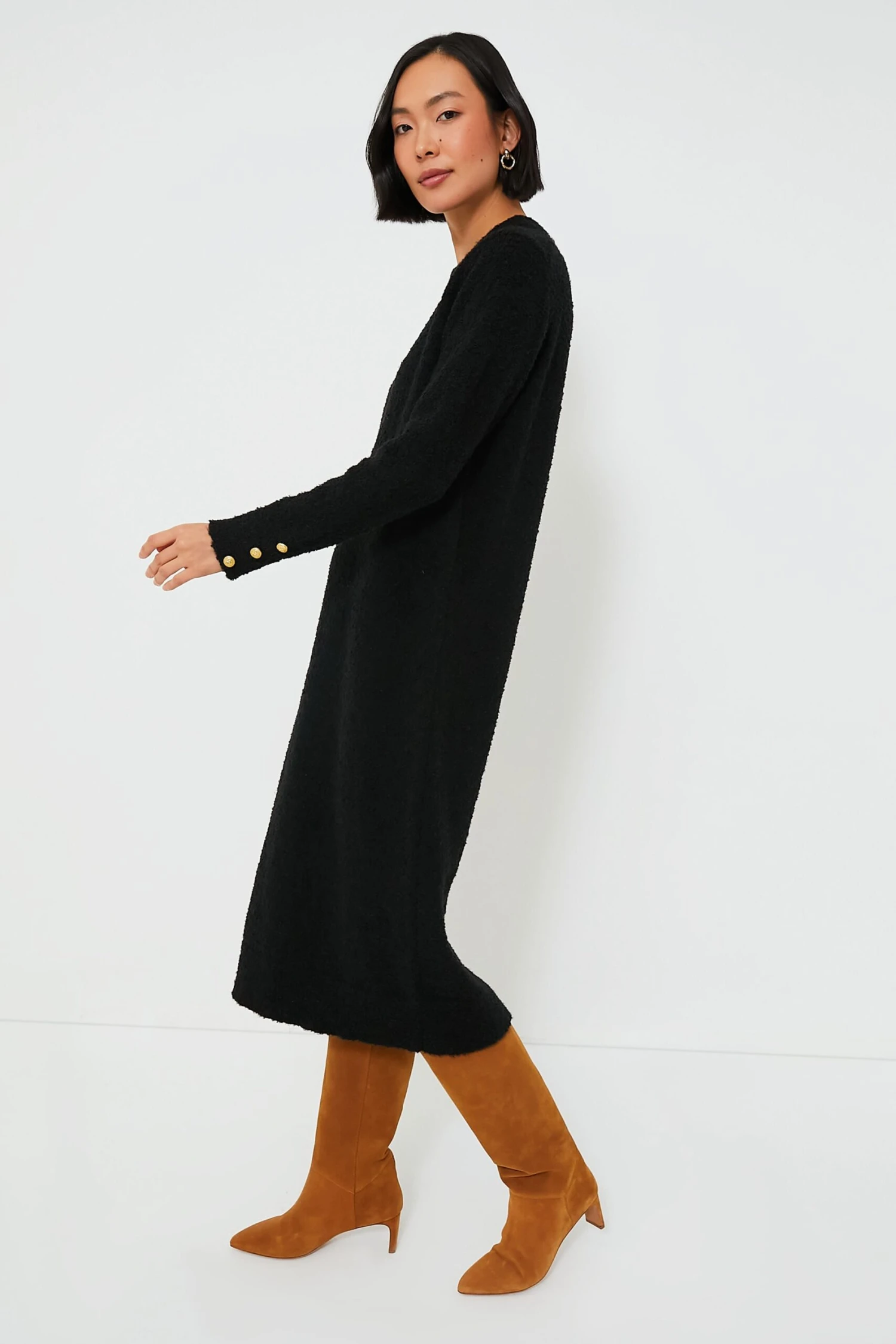 Black Boucle Knit Nelle Dress - Image 3
