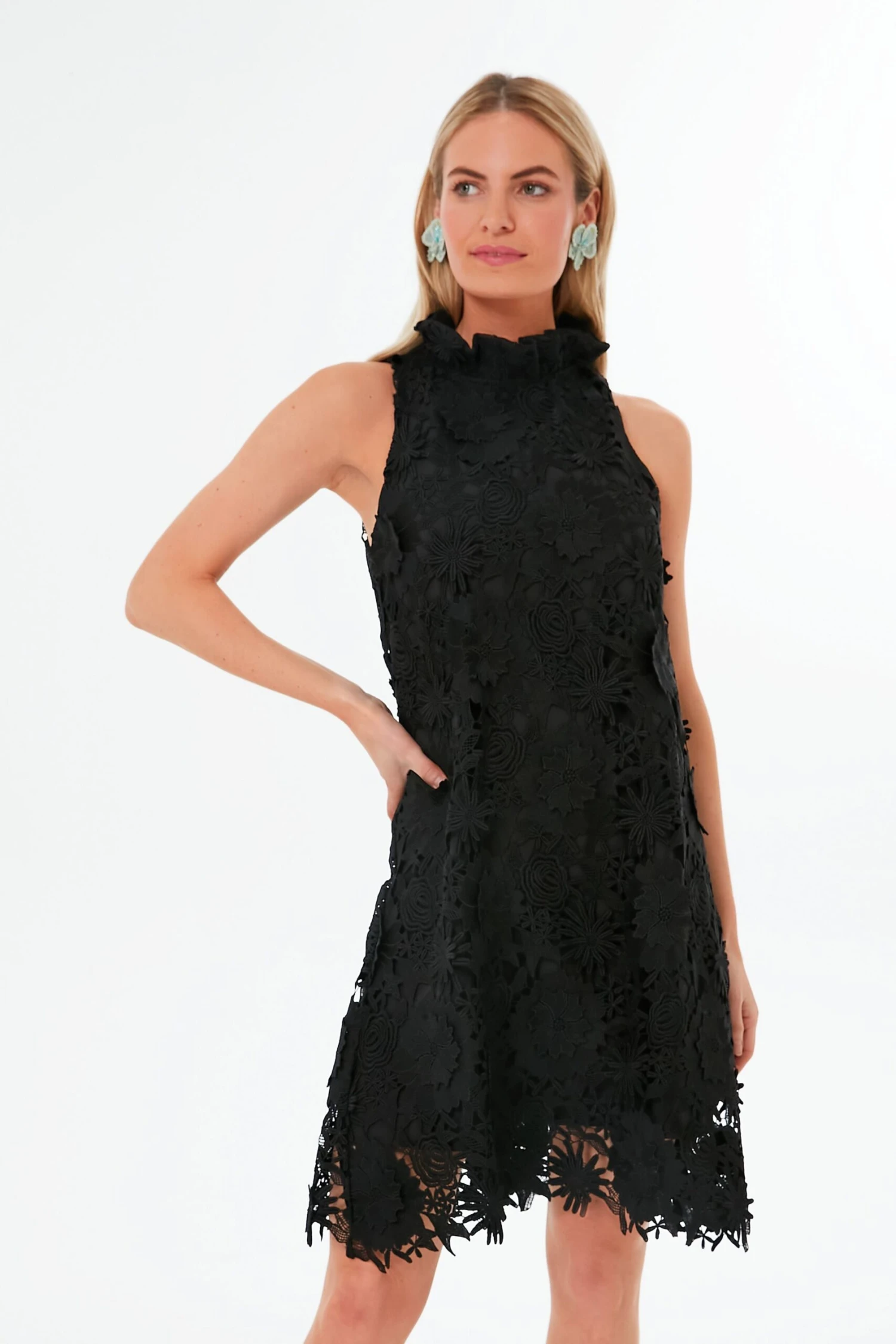 Black Guipure Lace Blythe Dress - Image 2