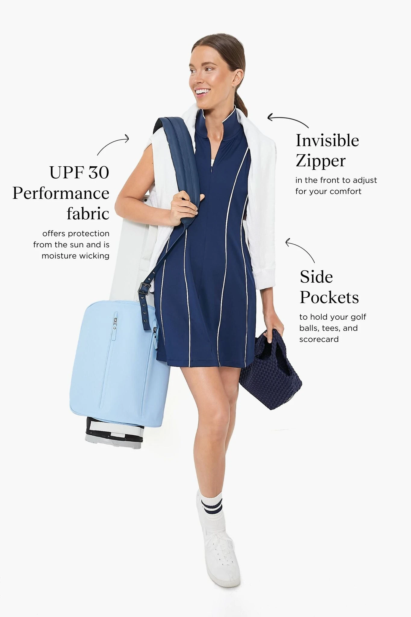 Navy Roxana Half Zip Golf Dress - Image 3