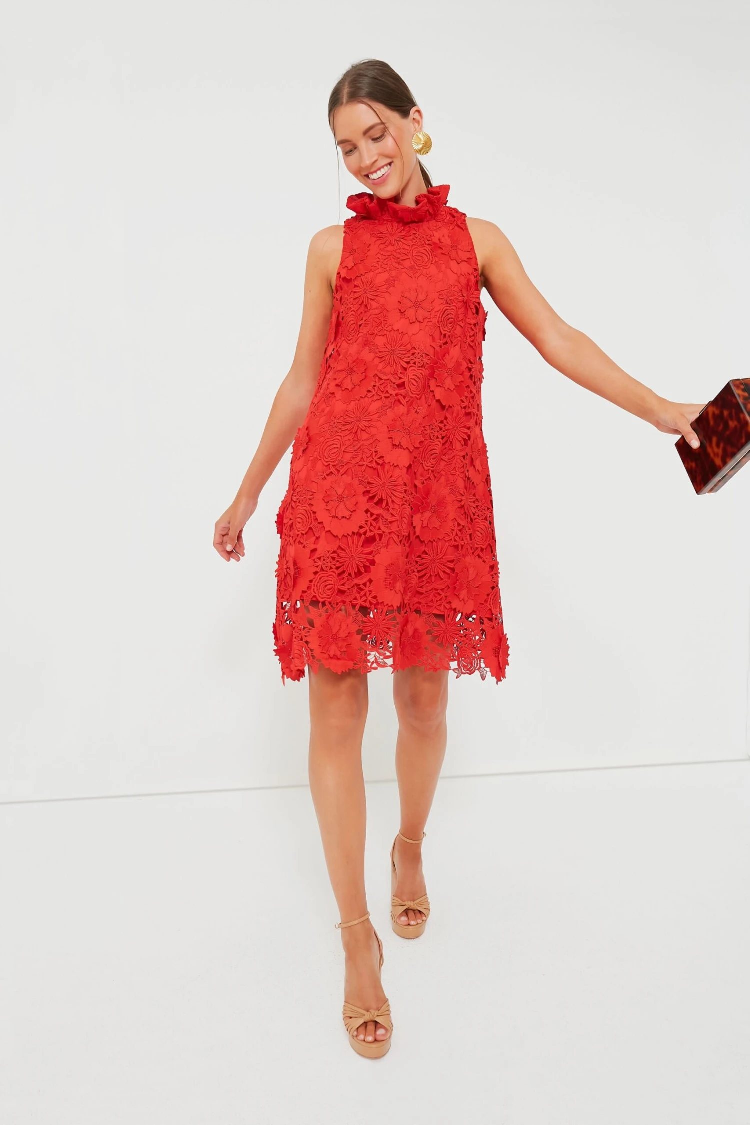 Red Guipure Lace Blythe Dress - Image 6