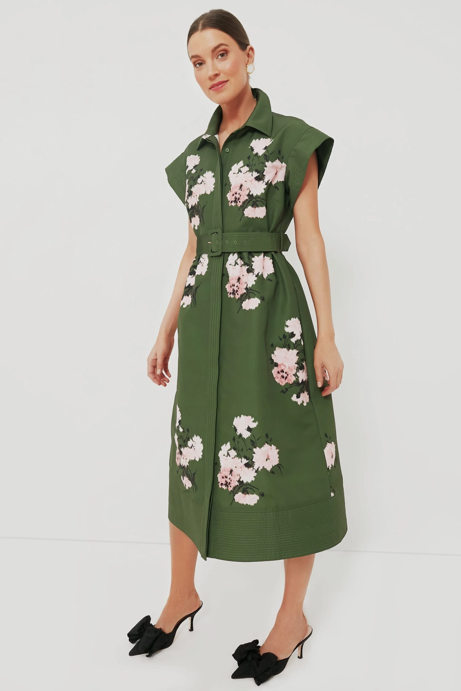Olive And Pressed Powder Floral Chloe Dress - Image 3