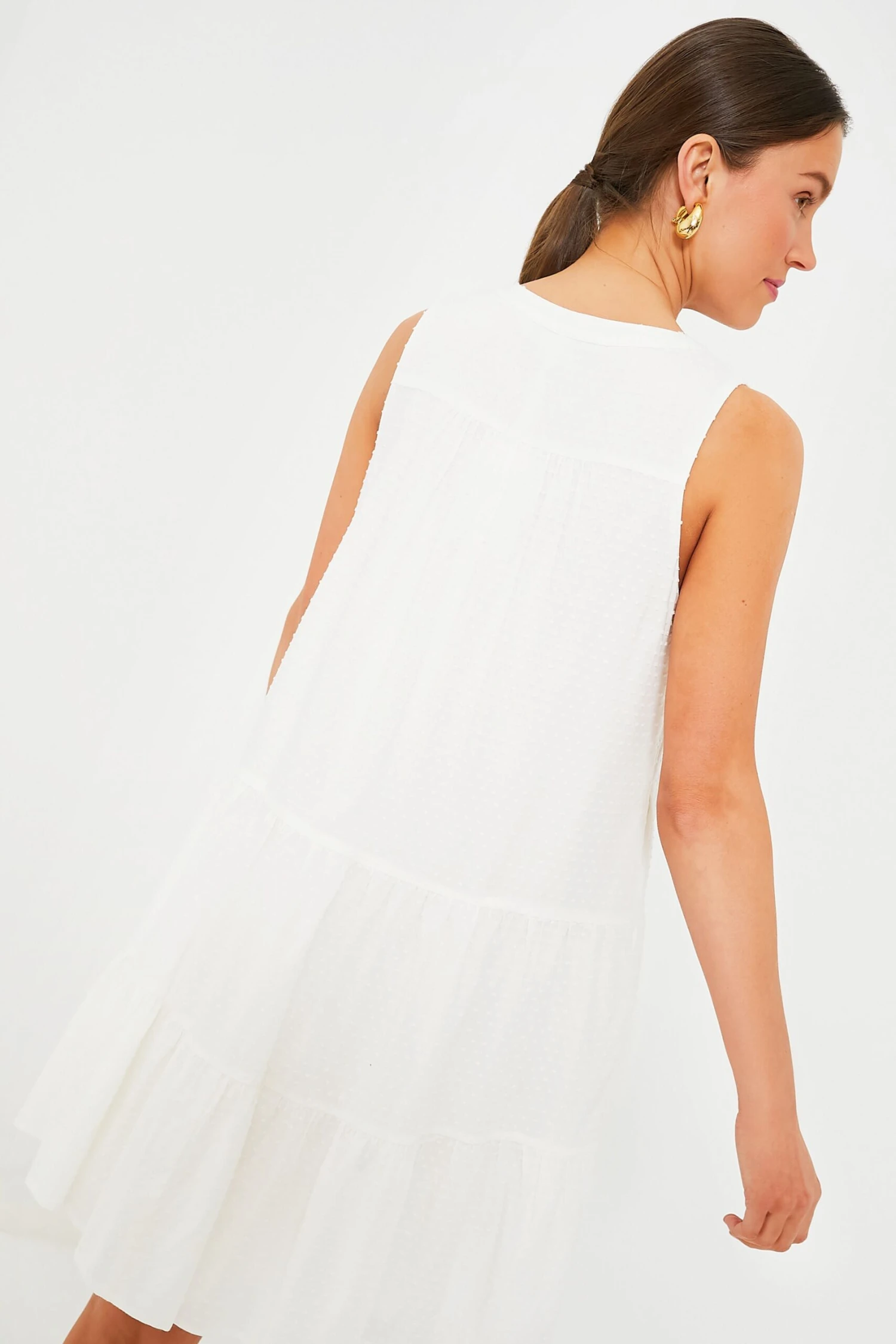 White Swiss Dot Sleeveless Kenzo Dress - Image 4