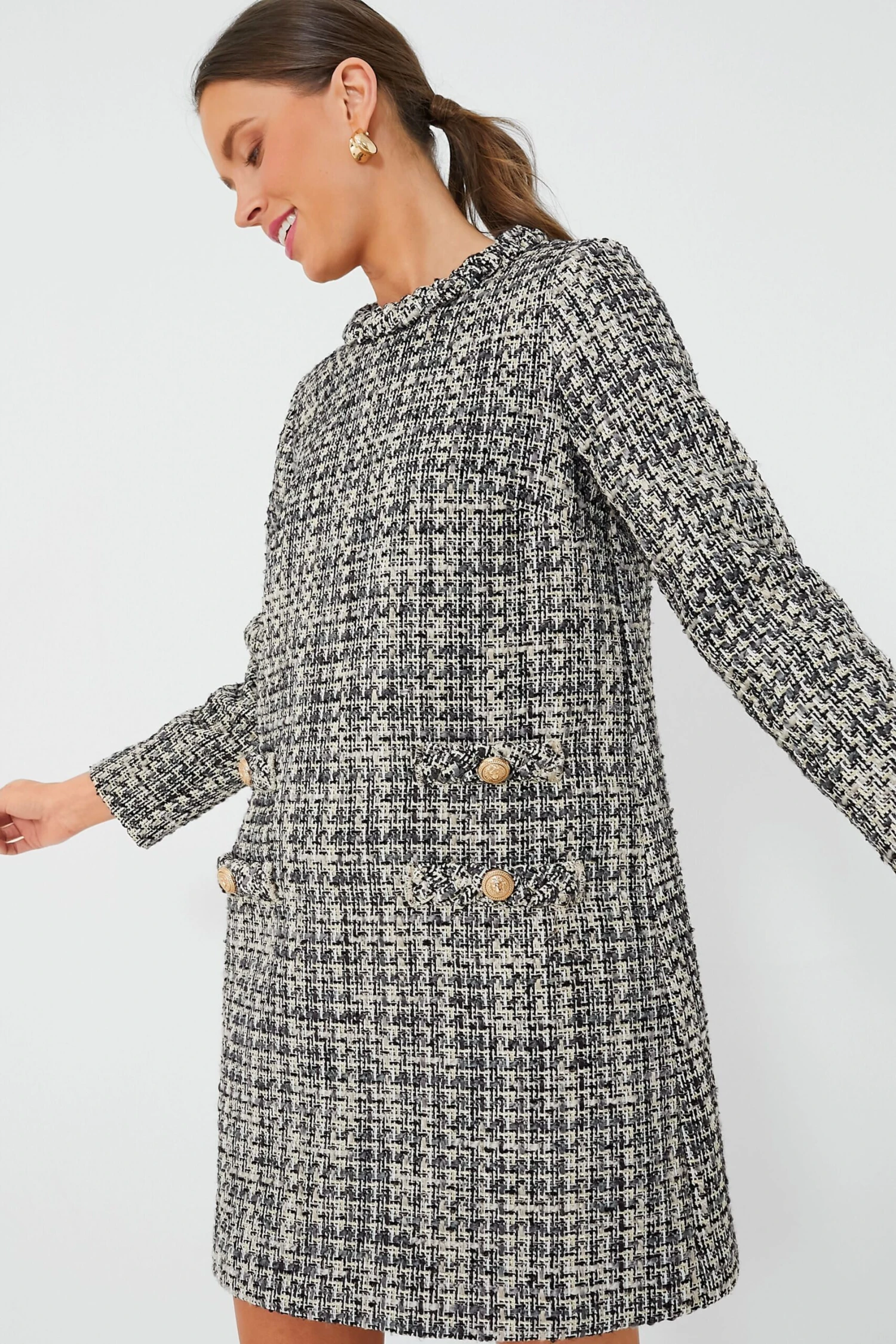 Smoke And Mirrors Long Sleeve Tweed Jackie Dress - Image 4