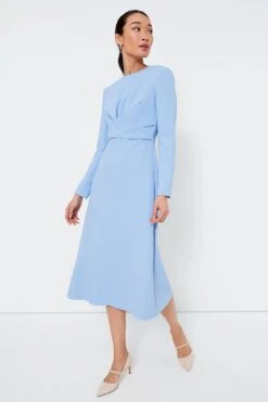 Celeste Blue Elta Double Crepe Dress