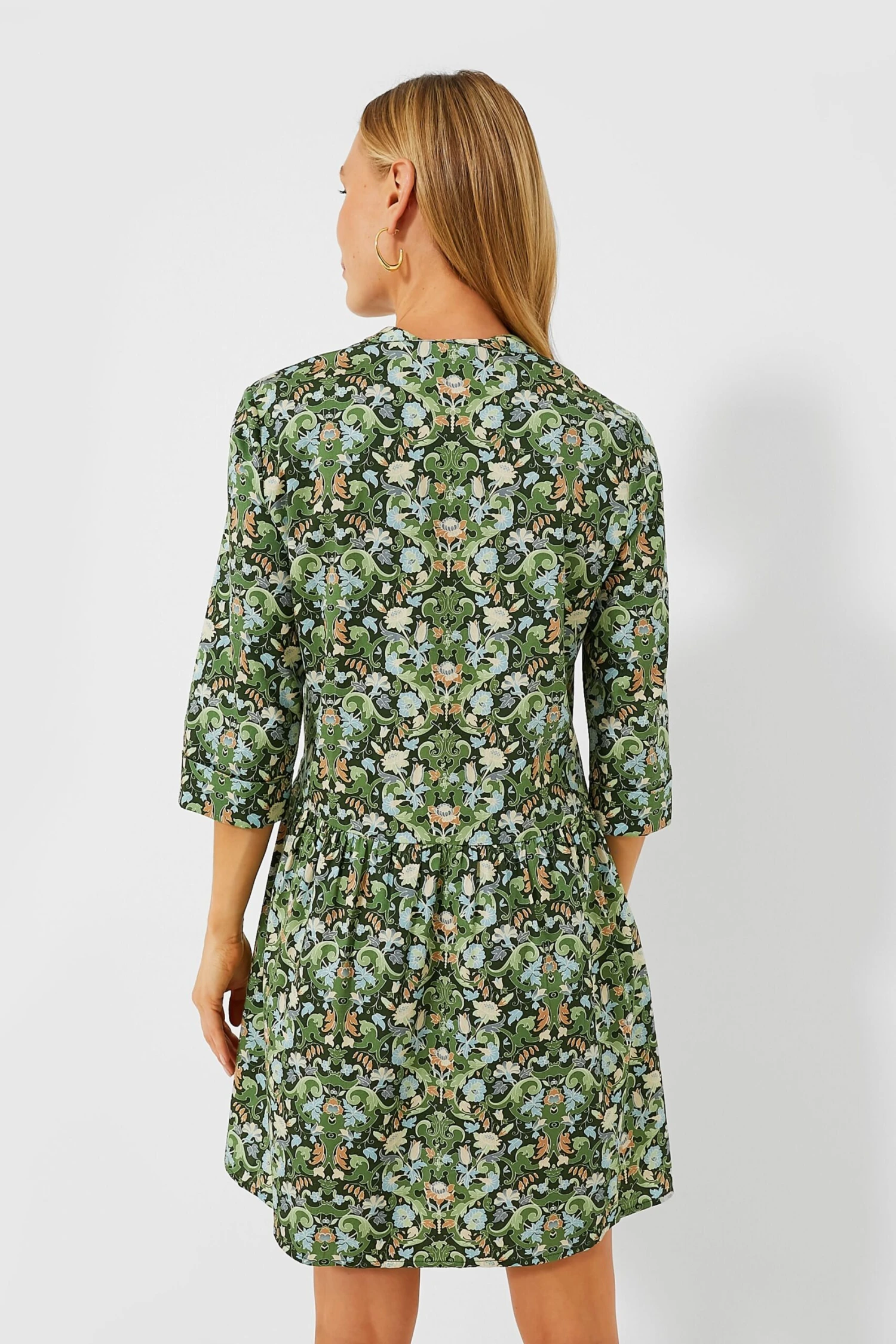 Sage Deco Damask Royal Shirt Dress - Image 5