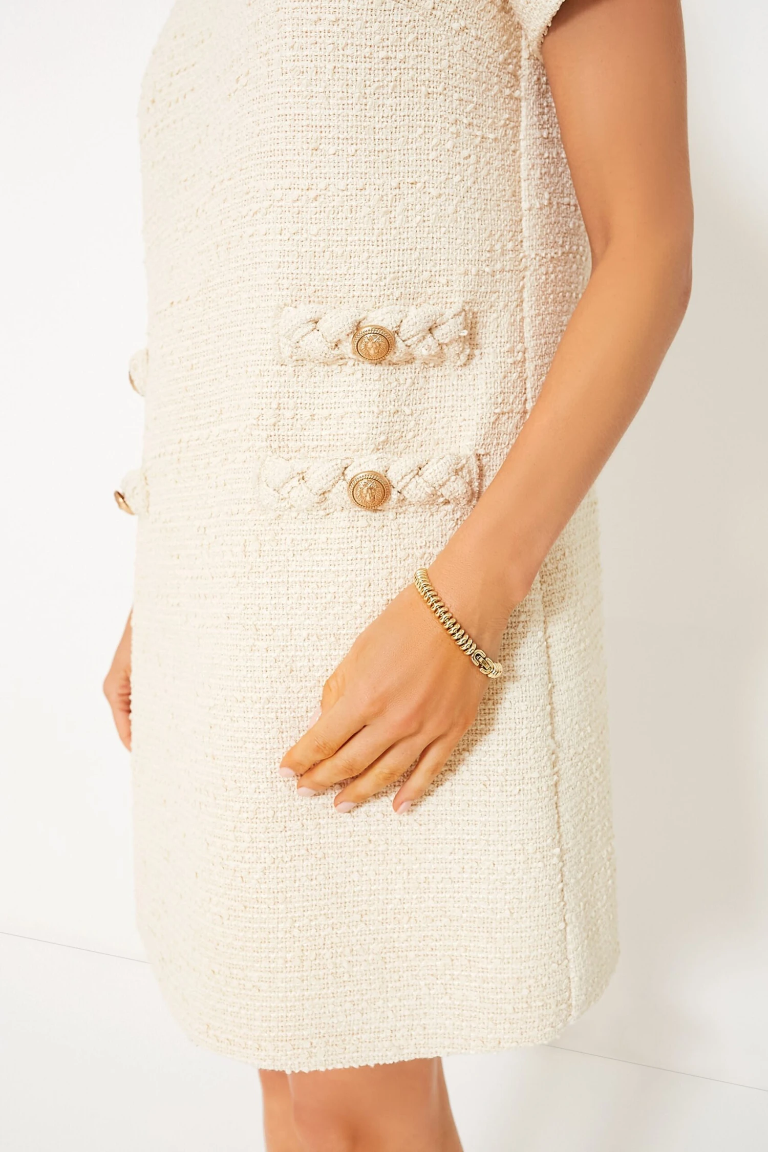Pearl White Tweed Jackie Dress - Image 5