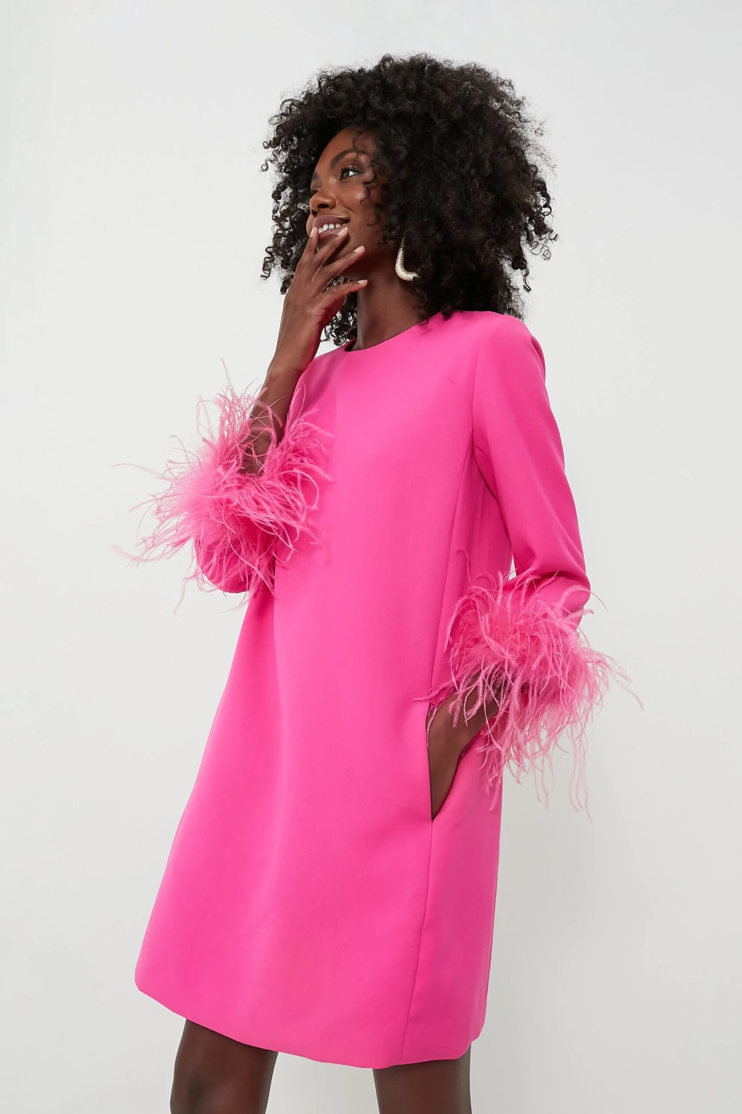 Hot Pink Feather Mod Mary Dress - Image 3