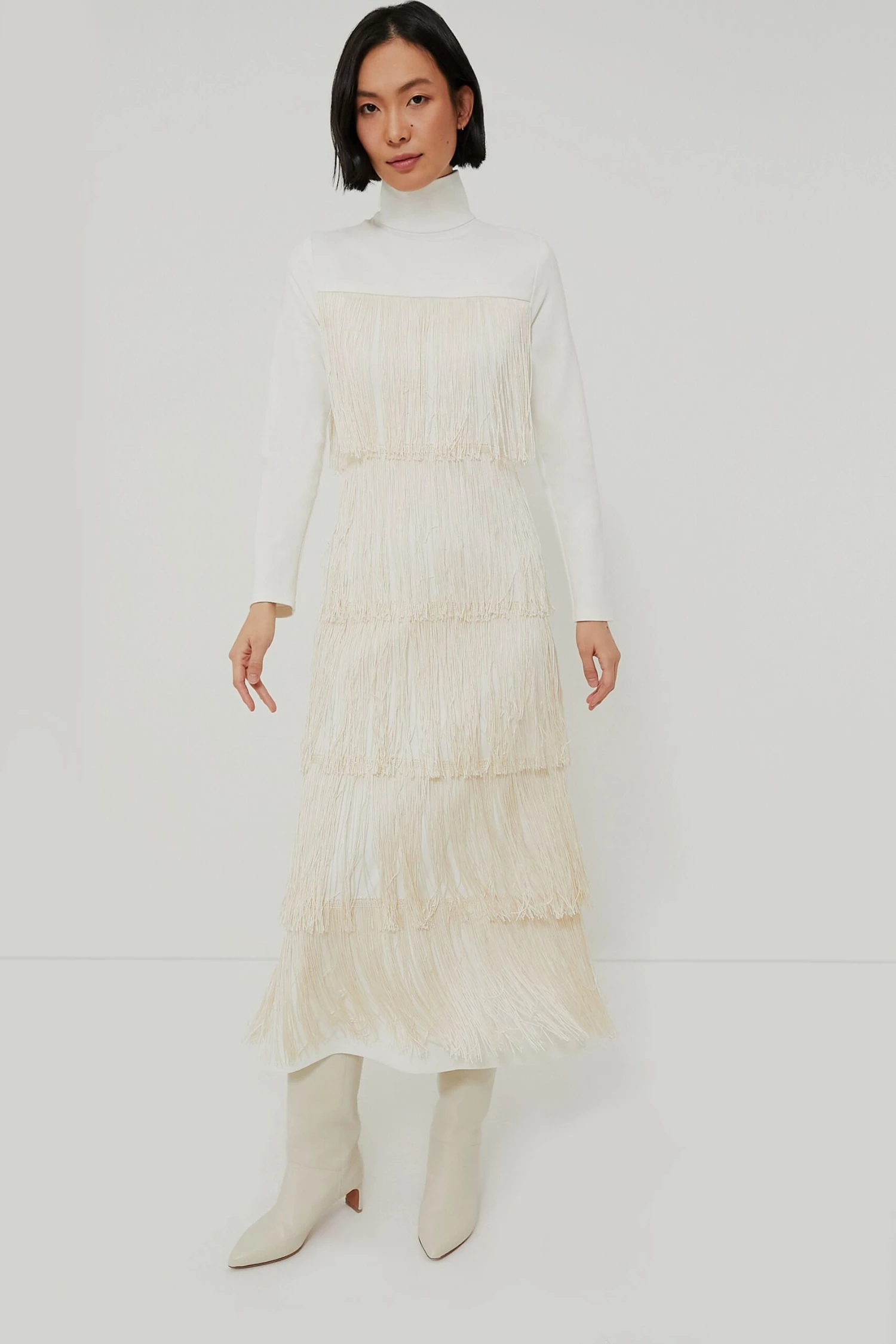 Ivory Fringe Midi Dress - Image 2