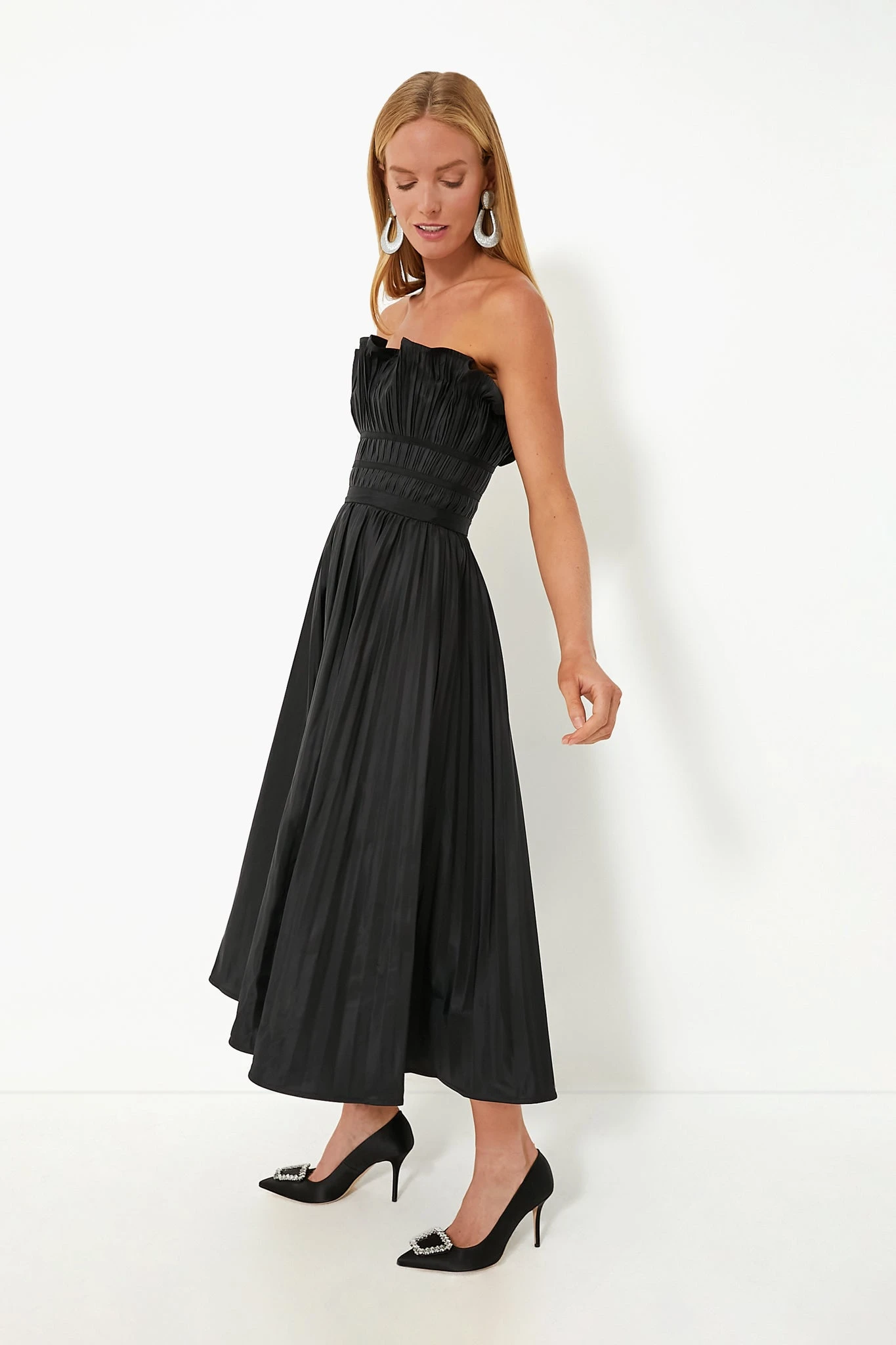 Black Pleated Maxi Dress - Image 3