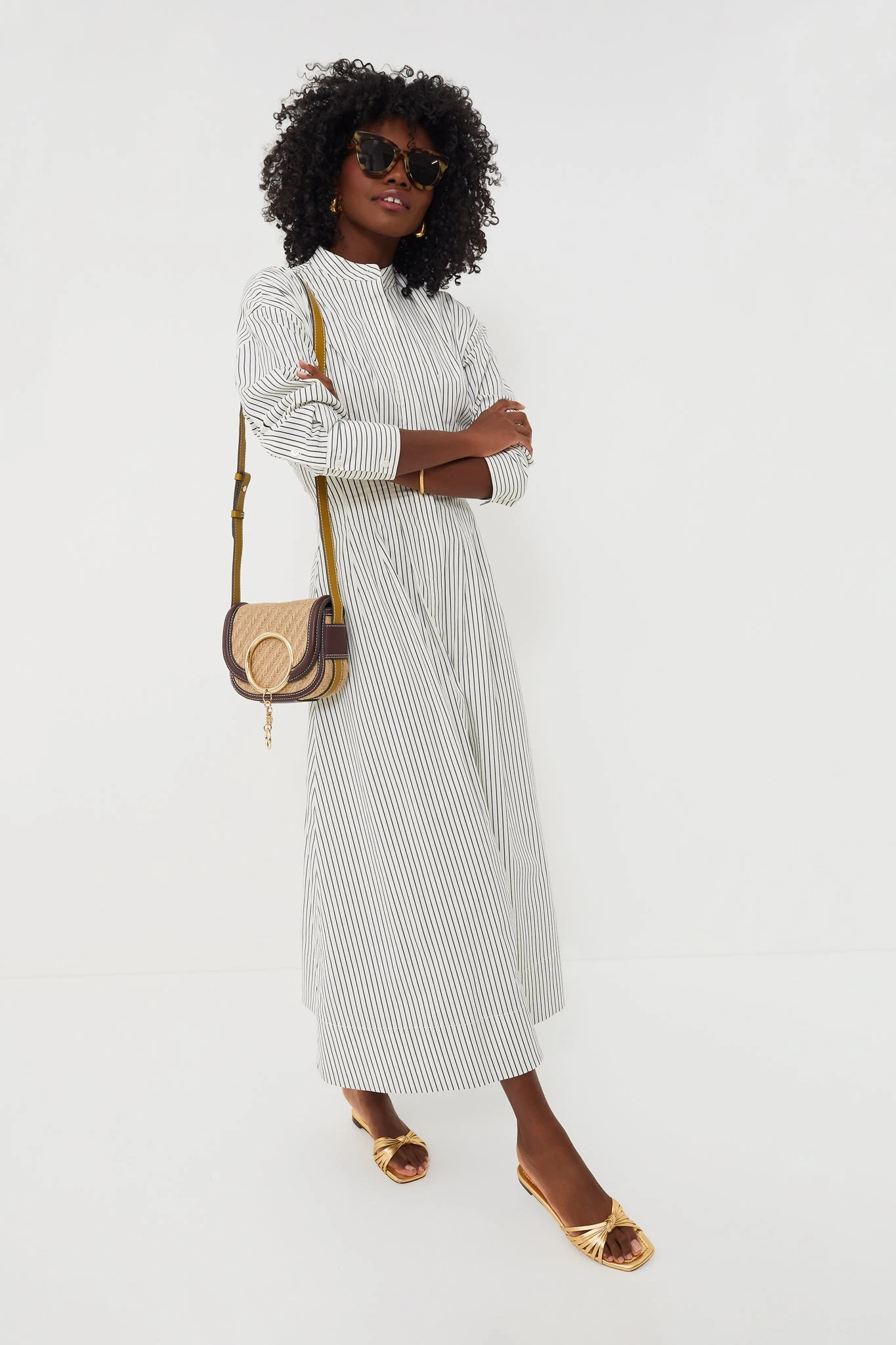 Staud Ivory Micro Stripe Midi Lorenza Dress - Image 2