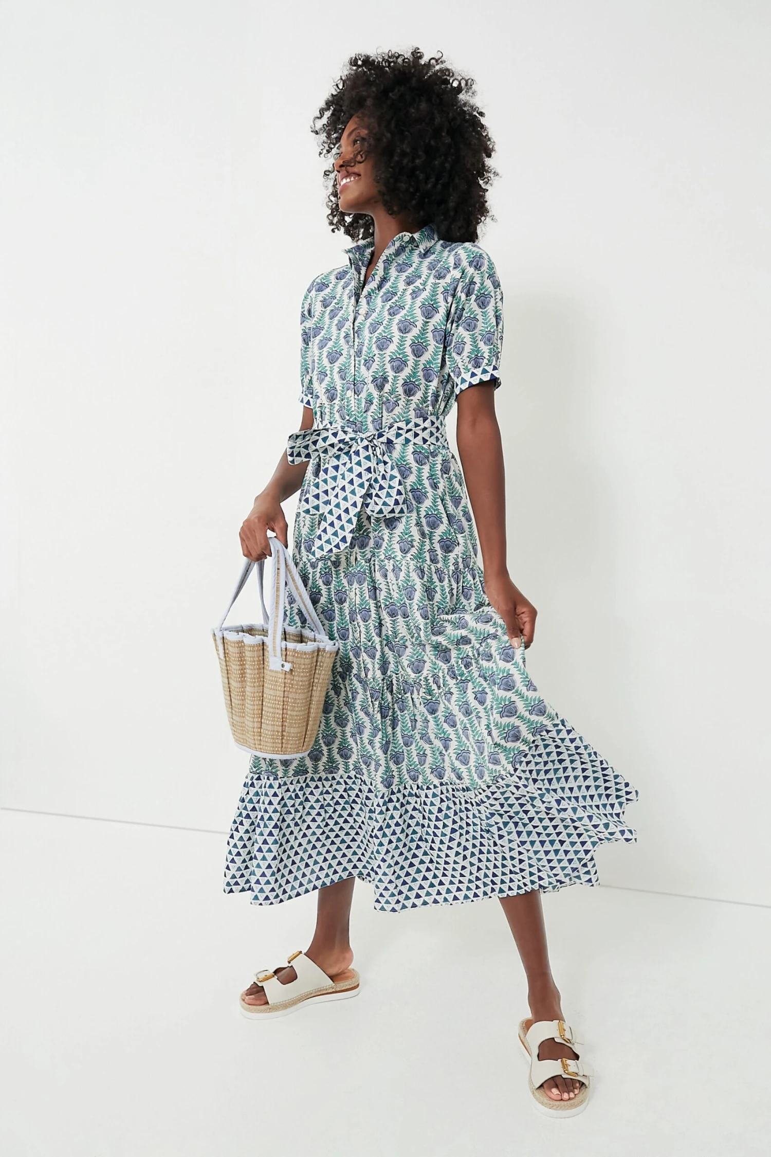 Blue Multi Short Sleeve Maxi Dress - Image 2