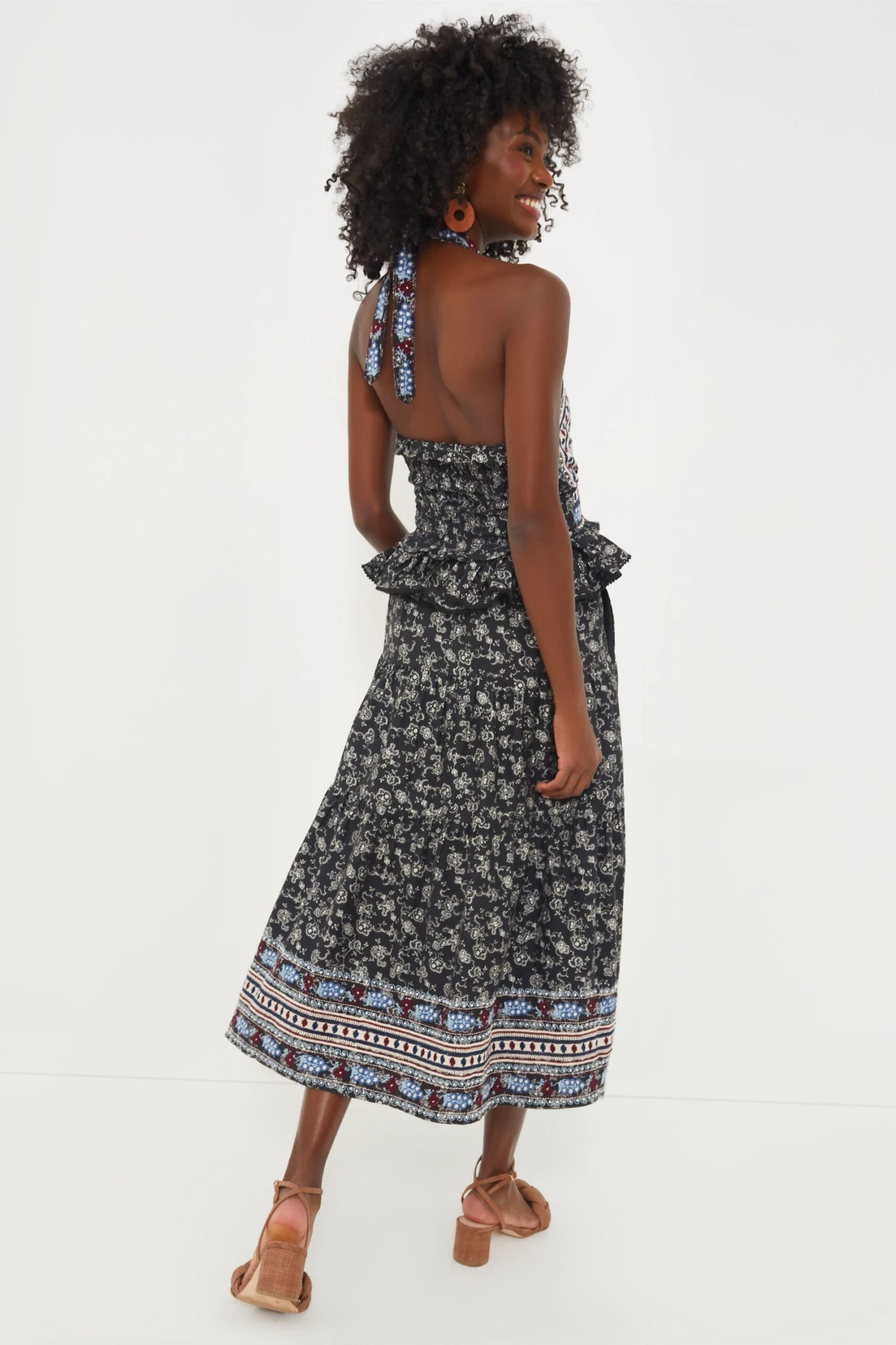 Black Everly Embroidery Halter Dress - Image 4