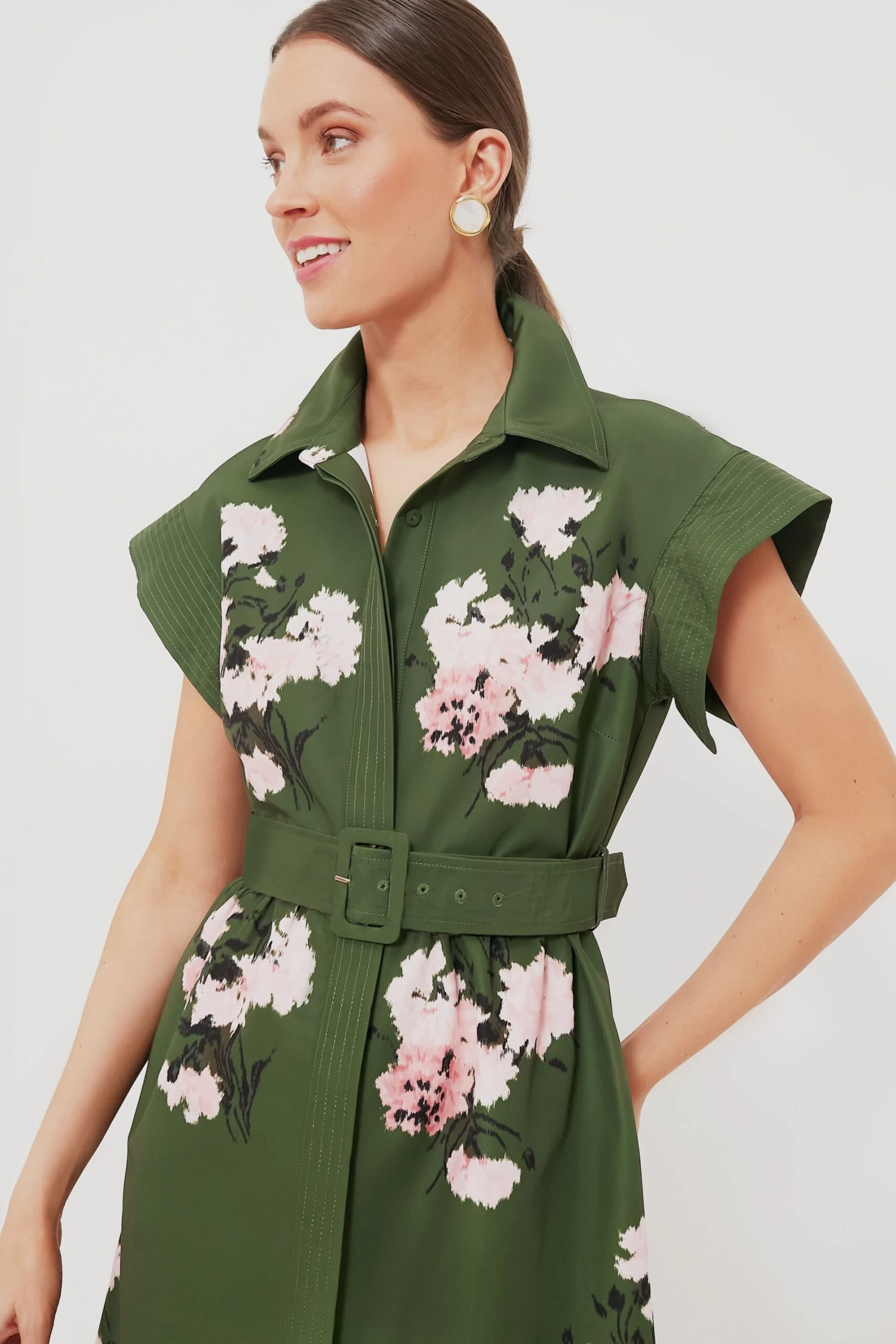 Olive And Pressed Powder Floral Chloe Dress - Image 5