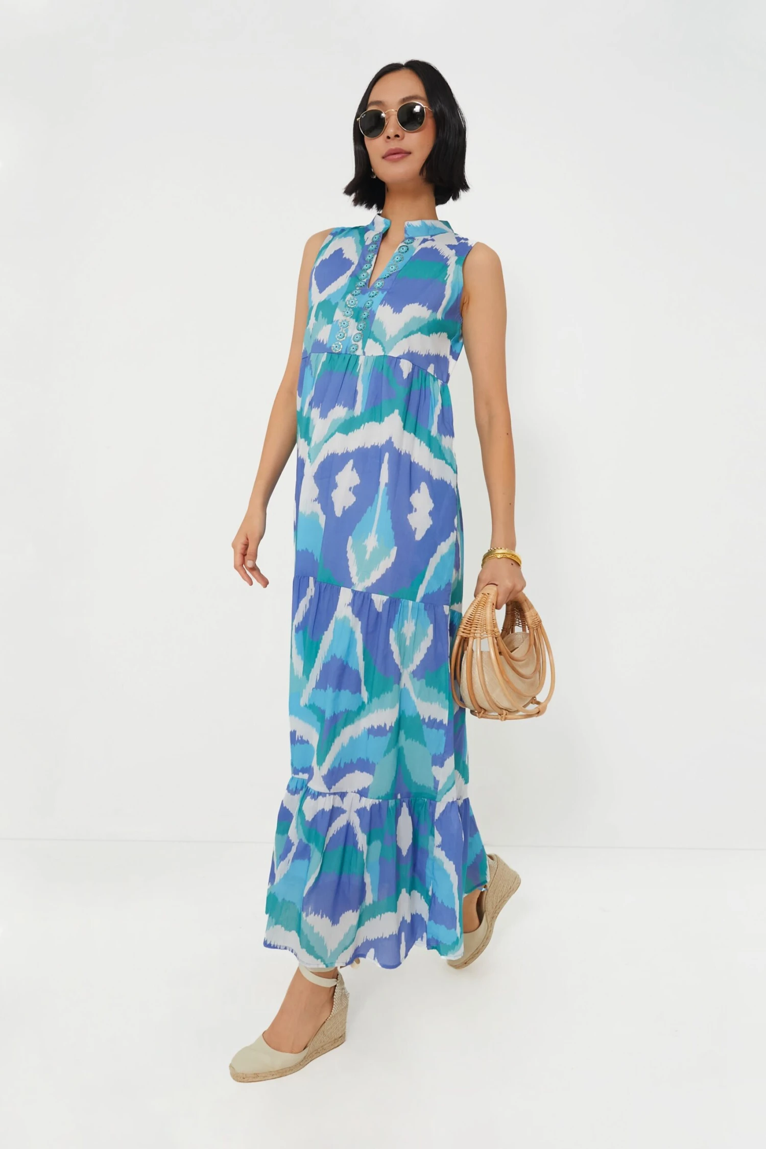 Cerulean Watercolor Ikat Tessa Dress - Image 2