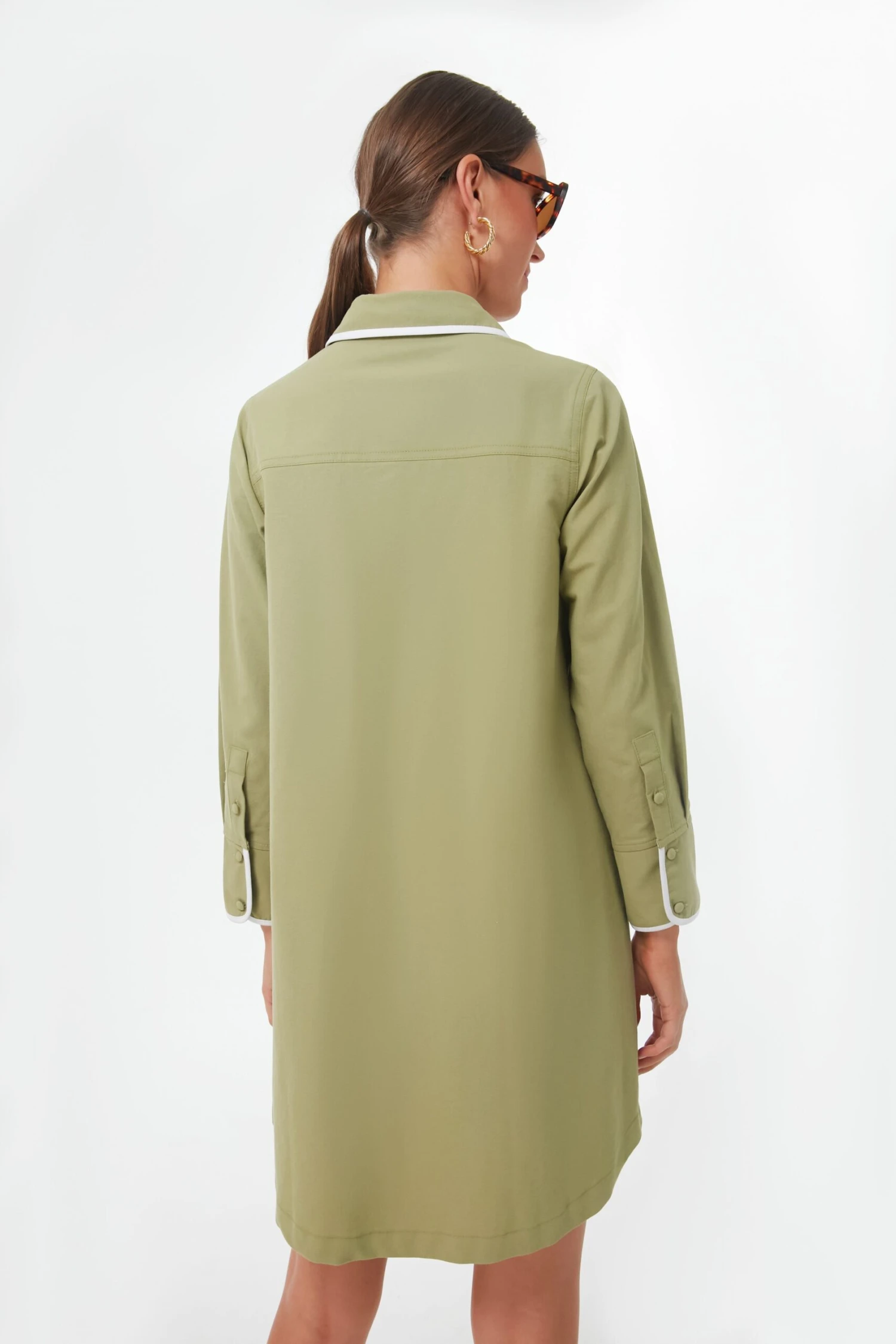 Moss Green Perkins Shirt Dress - Image 5