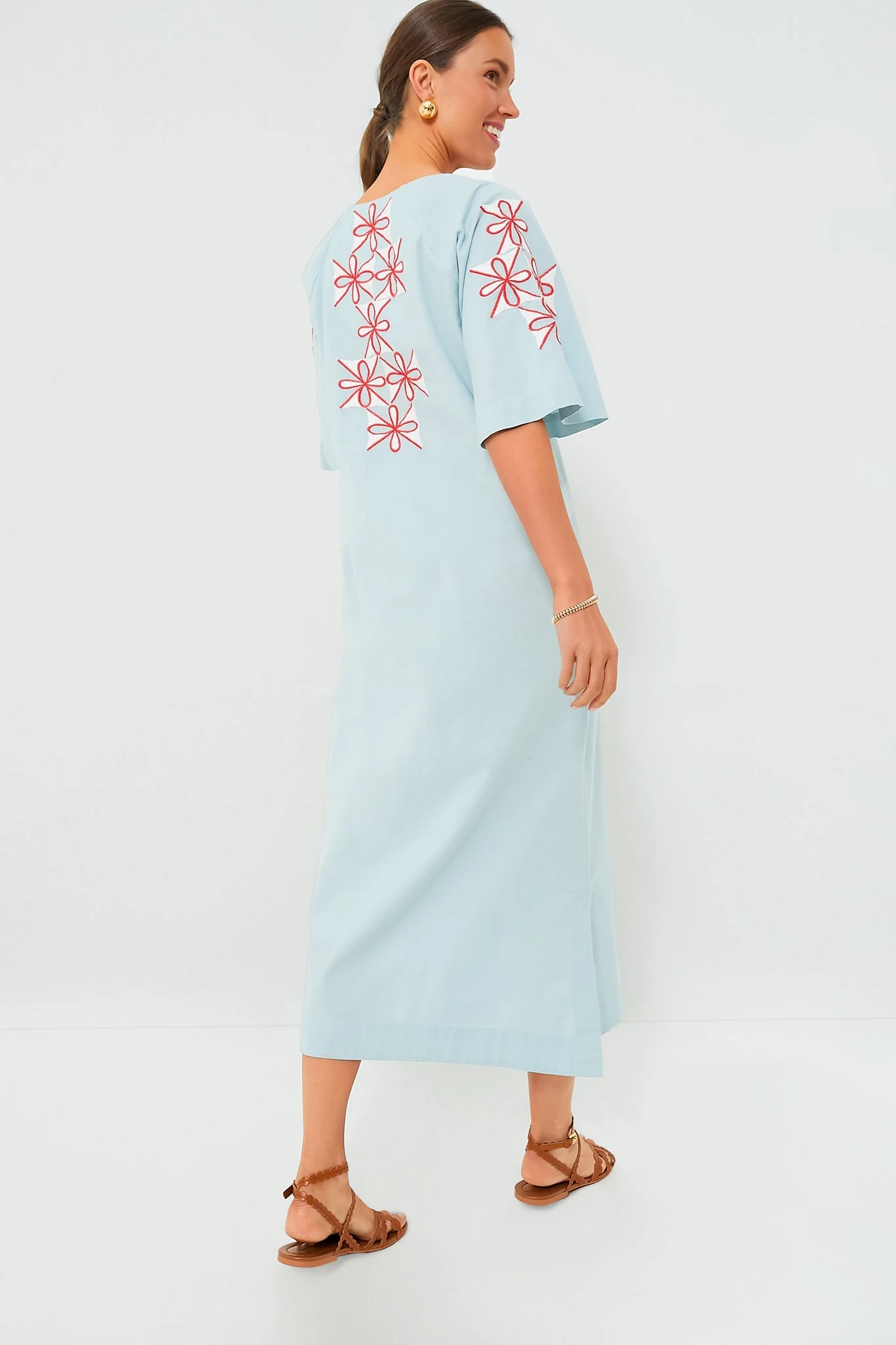 Light Blue Gambit Print Charming Caftan Maxi Dress - Image 4