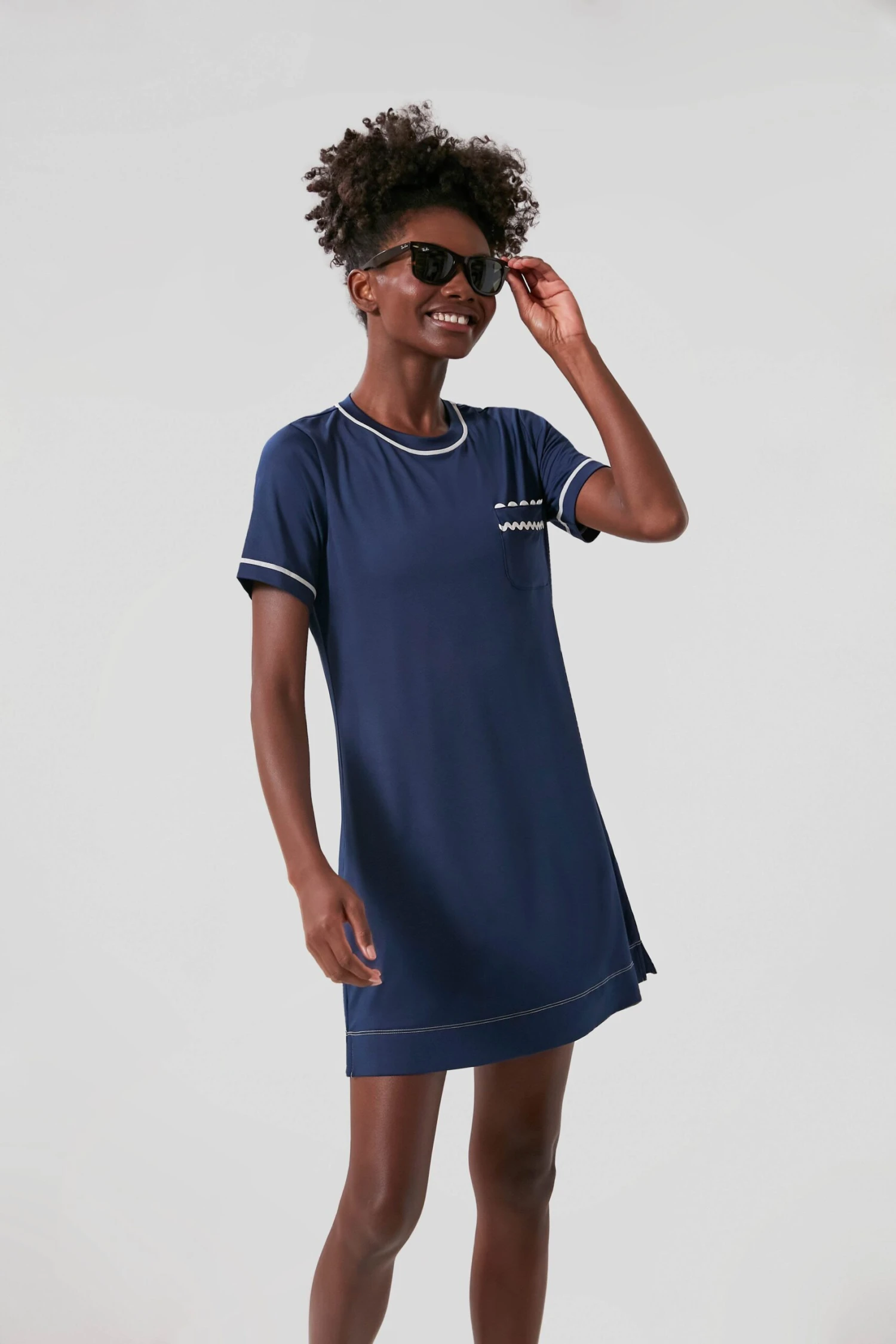 Navy And White Ric Rac Robin Sport Dress - Image 2