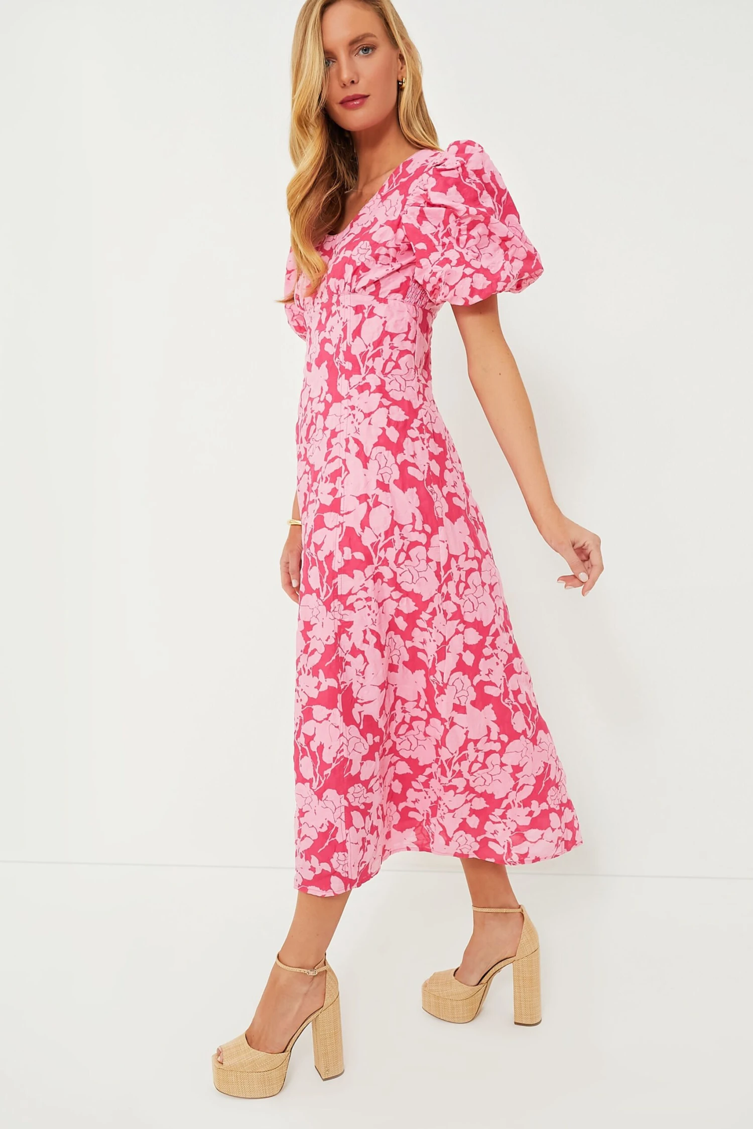 Pink Floral Empire Ella Maxi Dress - Image 3